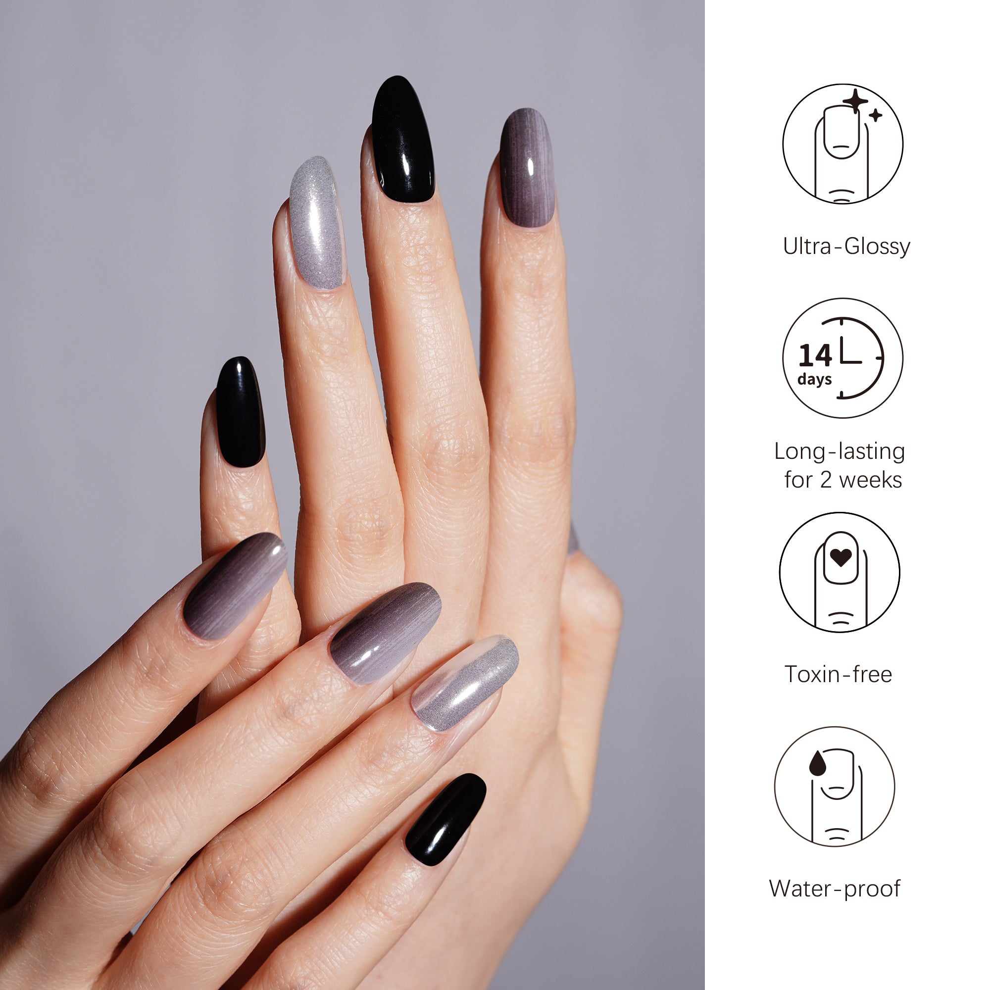 Sheer Pearl Gray Semi-Cured Gel Nail Strips | Moon Veil - 2713