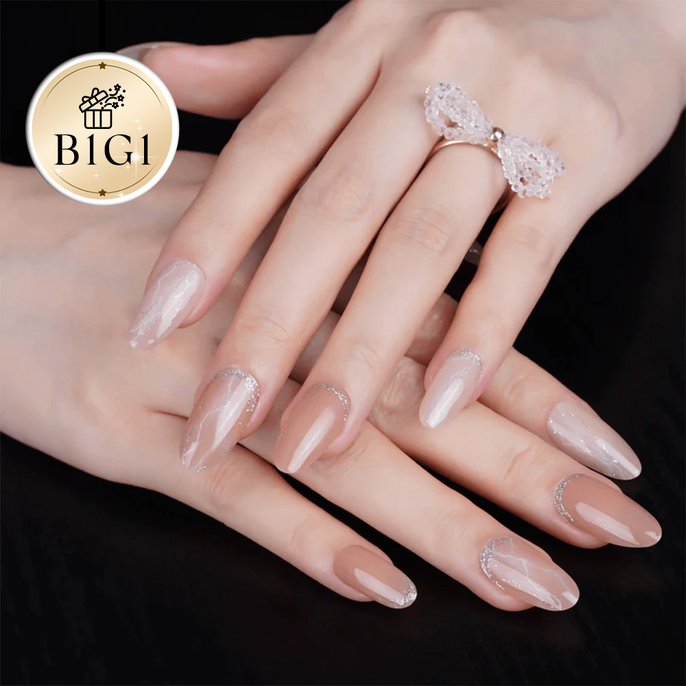 Elegant Crystal Elegance Semi Cured Gel Nail Strips | Sweet Tea - 4225