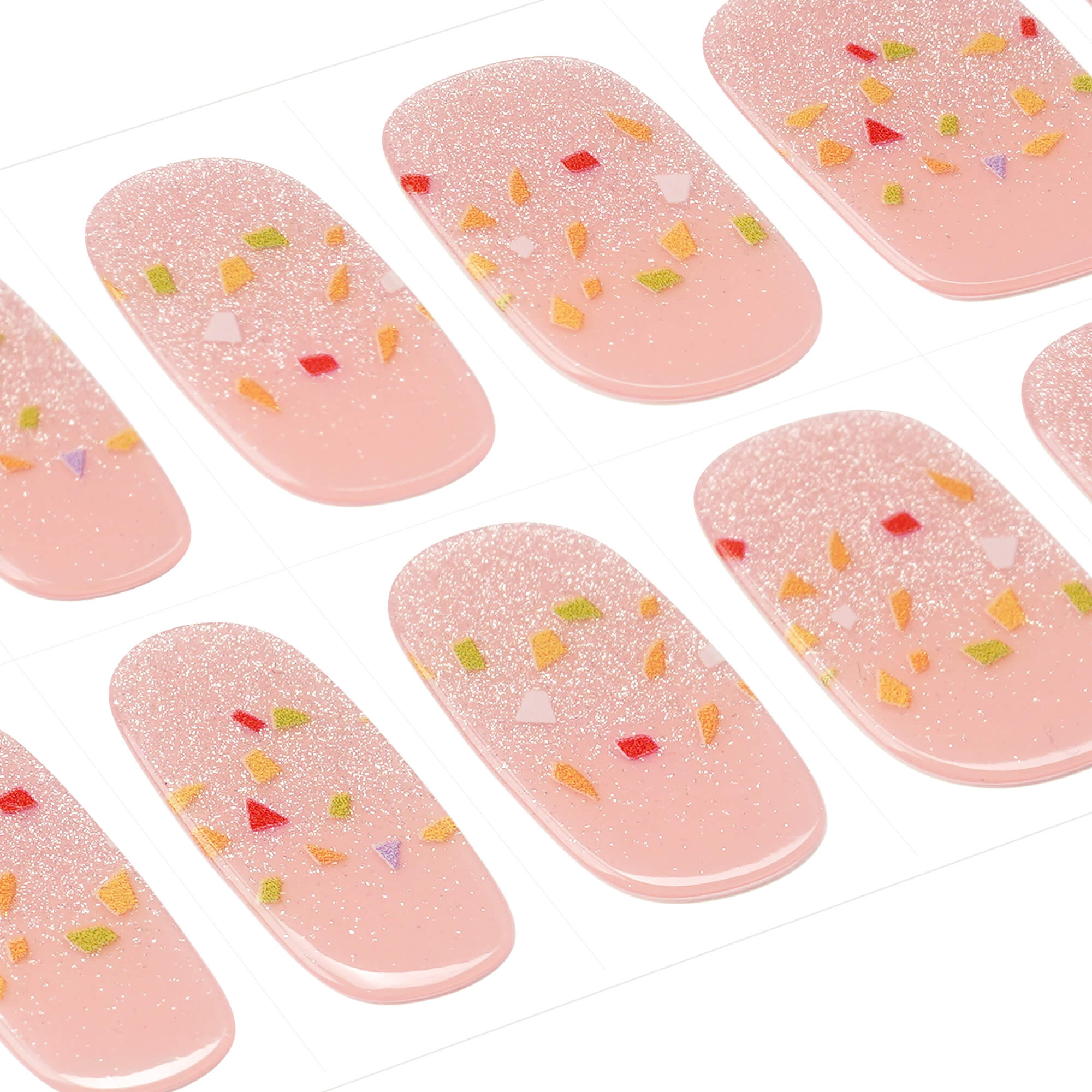 Pink Glitter & Confetti Semi-Cured Gel Nail Strips | Dreamscape - 2721