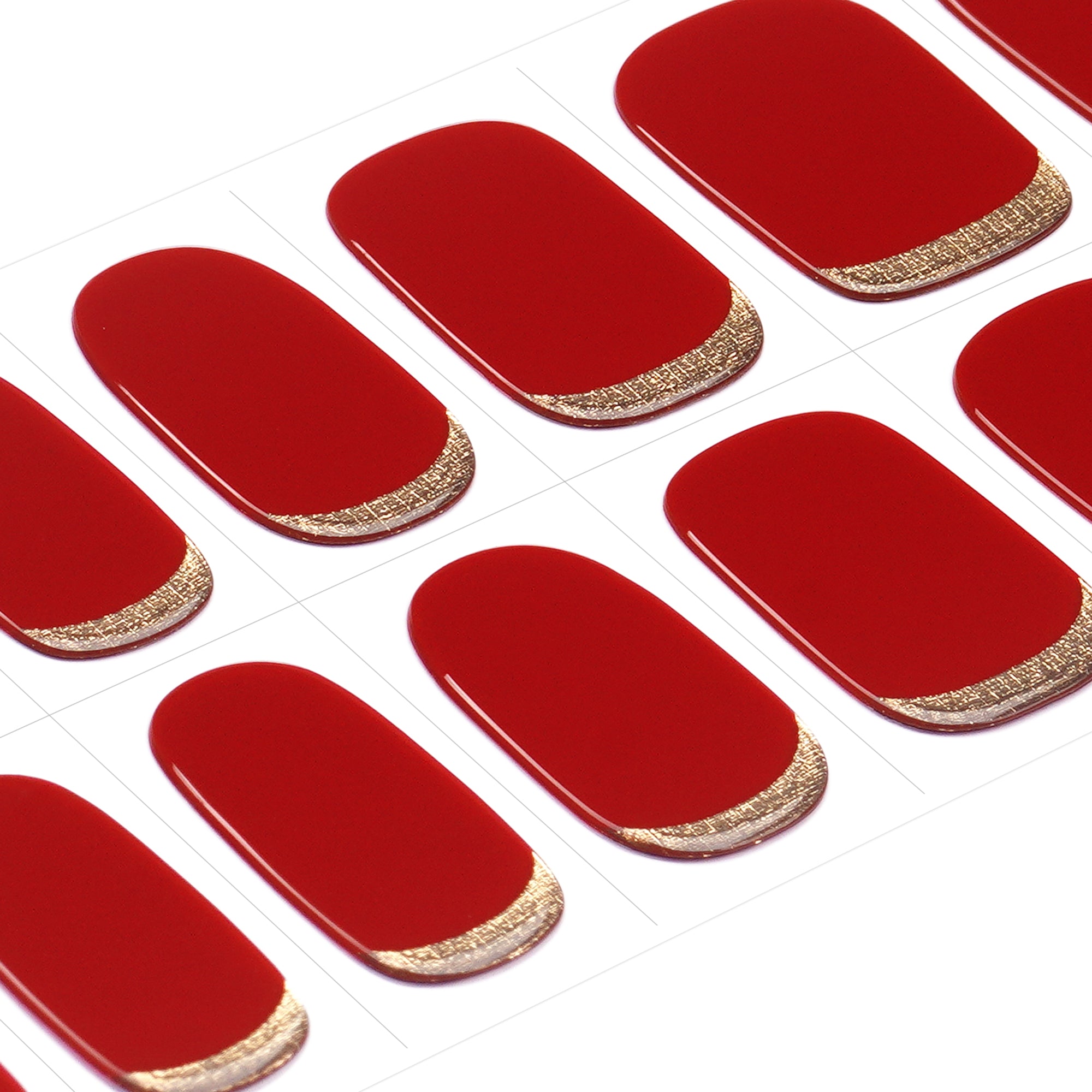 Luxurious Red-Brown & Gold Gel Nail Strips | Gilded Velvet-2836