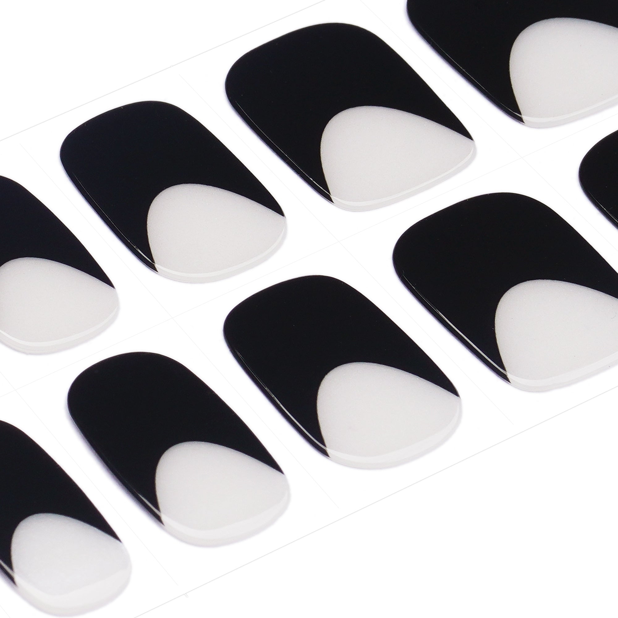 Glossy Black Gel Nail Strips with a Touch of Timeless Glamour | Luxe Noir-2824
