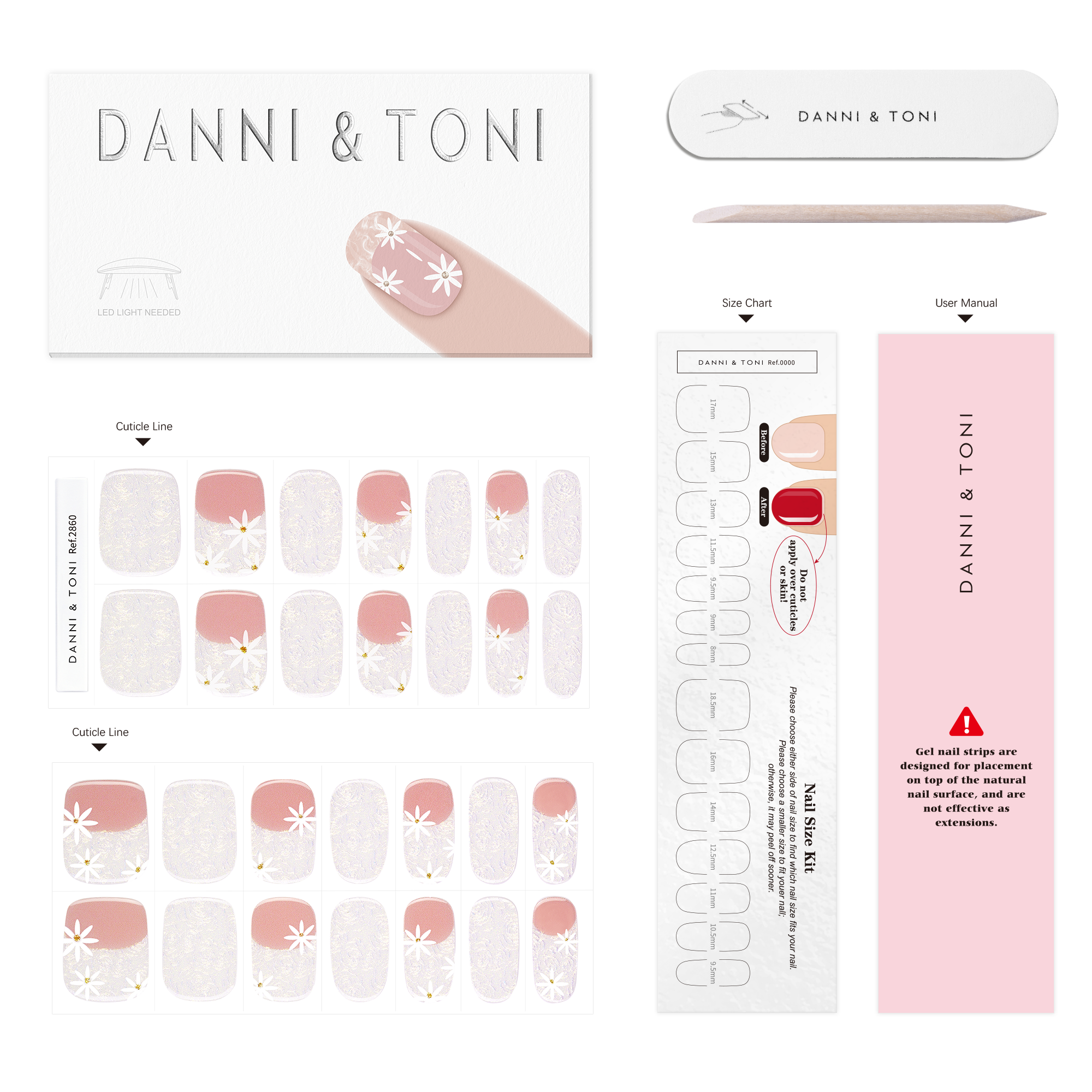 Feminine Flower Swirl Gel Nail Strips with a Light, Elegant Finish | Floral Swirl-2860