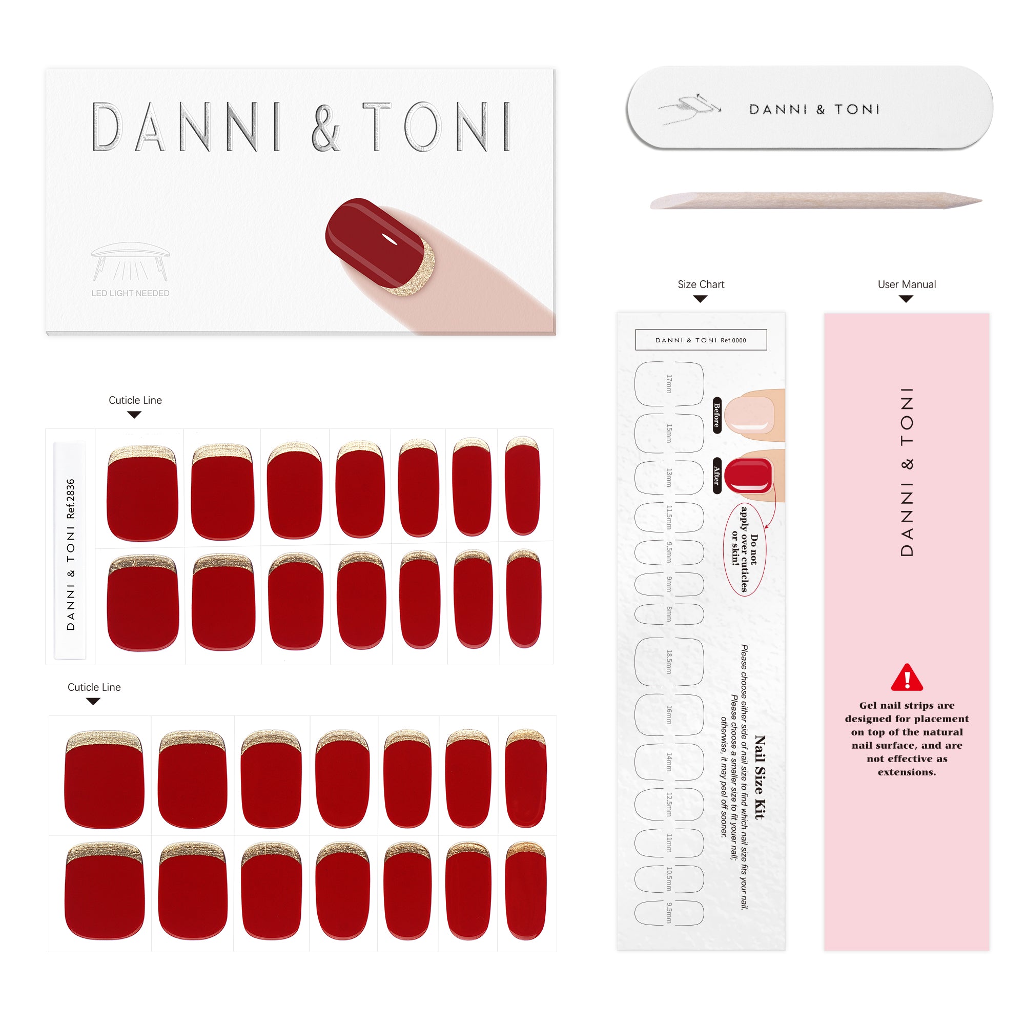 Luxurious Red-Brown & Gold Gel Nail Strips | Gilded Velvet-2836