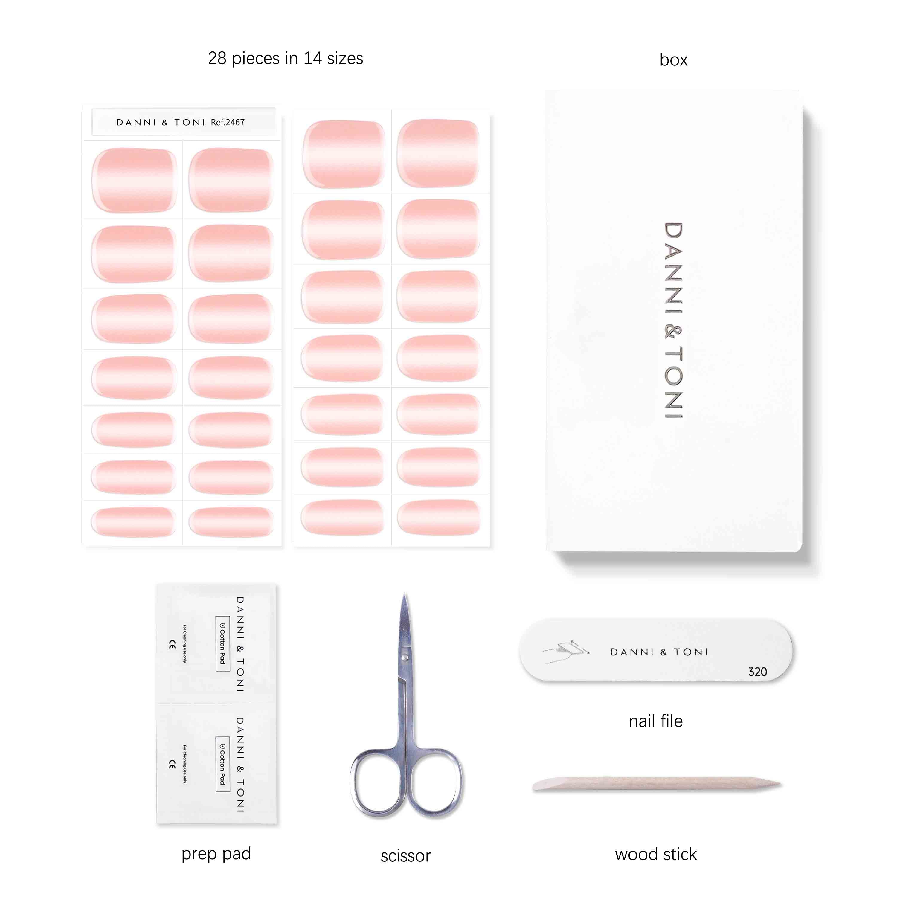 Classic Nude Ombre Fade Natural Semi Cured Gel Nail Strips | Focus - 2467