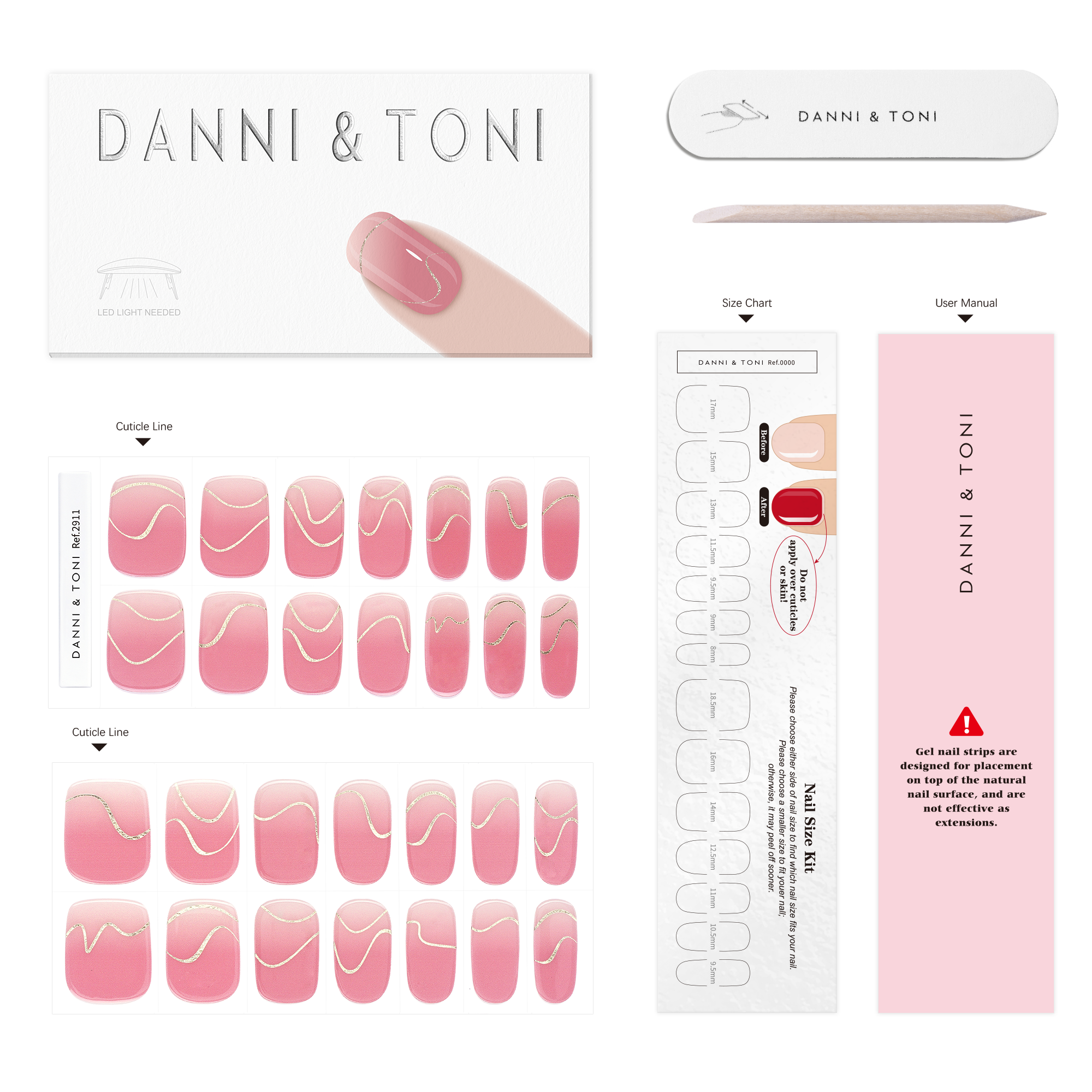 Playful Pink Swirl Gel Nail Strips with Glossy Retro Chic Finish | Pink Swirls-2911