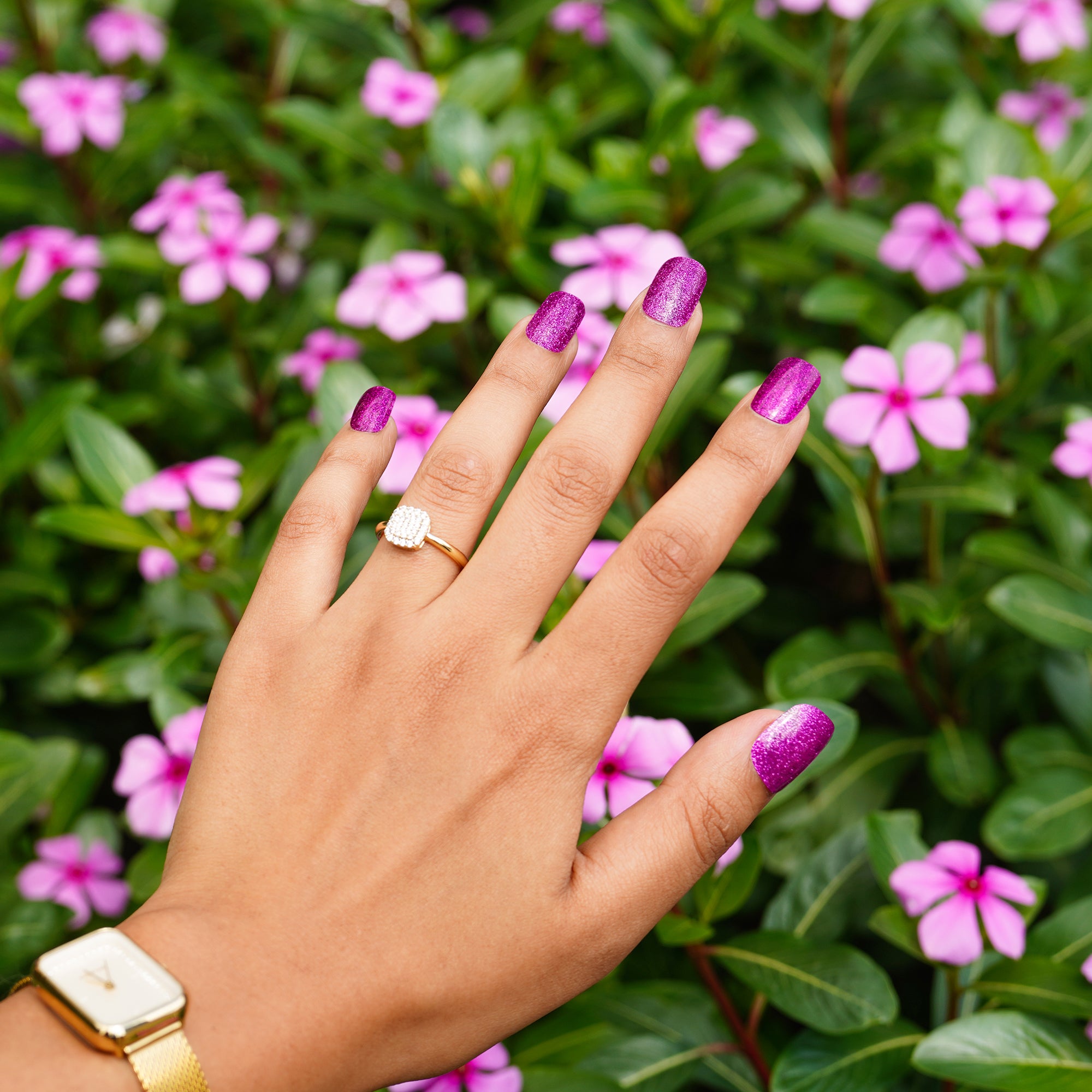 Dazzling Purple Glitter Semi-Cured Gel Nail Strips | Royal Sparkle - 2645