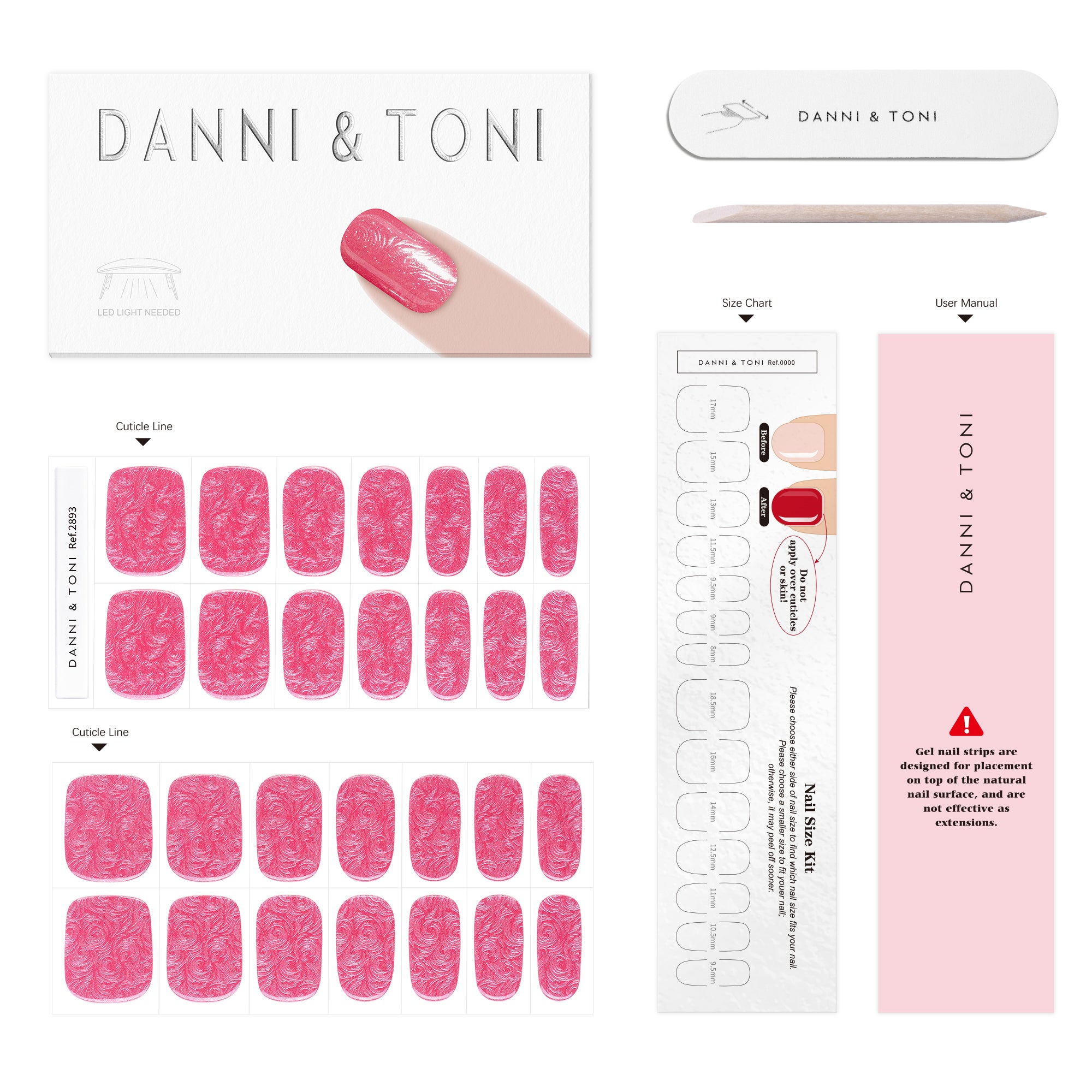 Radiant Floral Pink Gel Nail Strips with Soft Shimmer Elegance | Glow Petal-2893