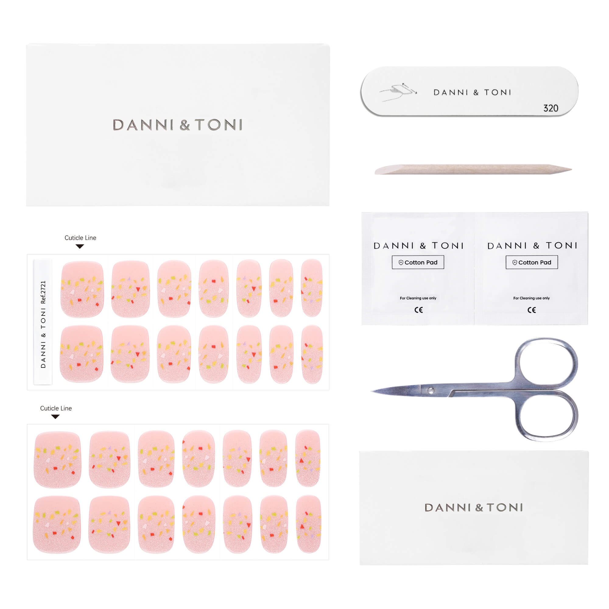 Pink Glitter & Confetti Semi-Cured Gel Nail Strips | Dreamscape - 2721