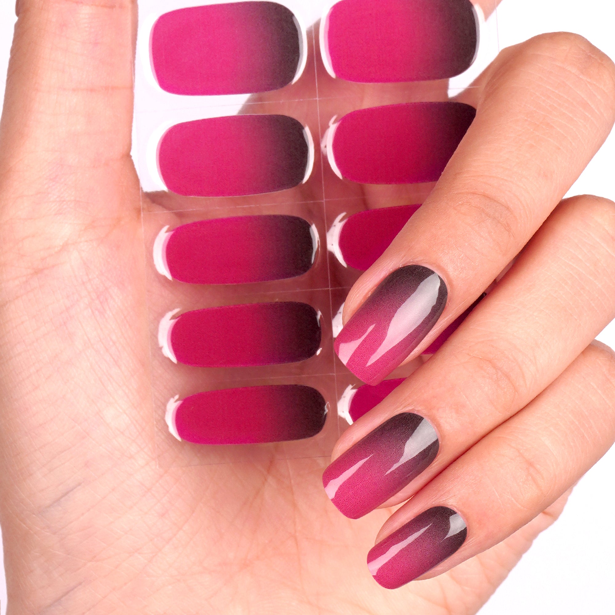 Purple & Black Gradient Semi-Cured Gel Nail Strips | Berry Ombre - 2606