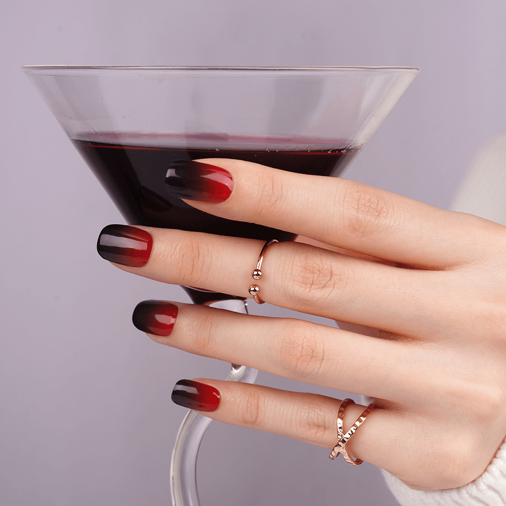 Deep Red Ombre Semi-Cured Gel Nail Strips | Blood Shadow-2804