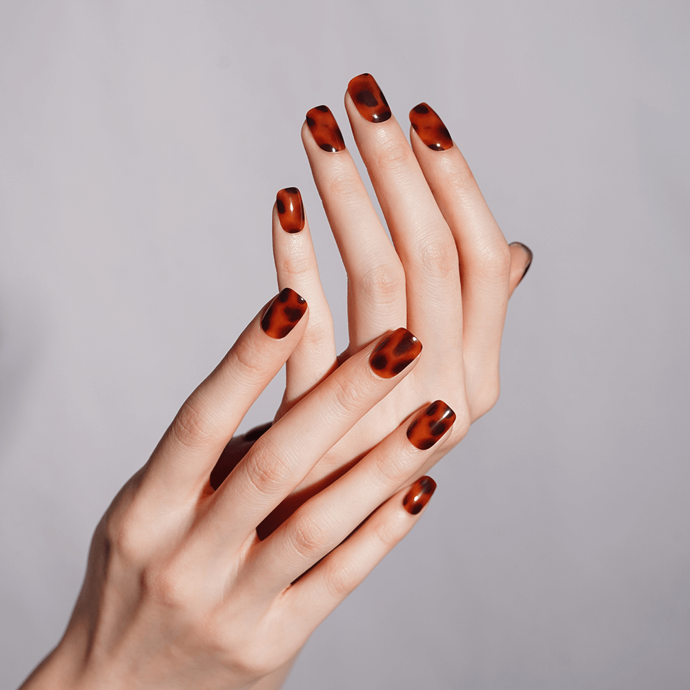 Chic Tortoiseshell Semi-Cured Gel Nail Strips | Tortoise Glow-2805