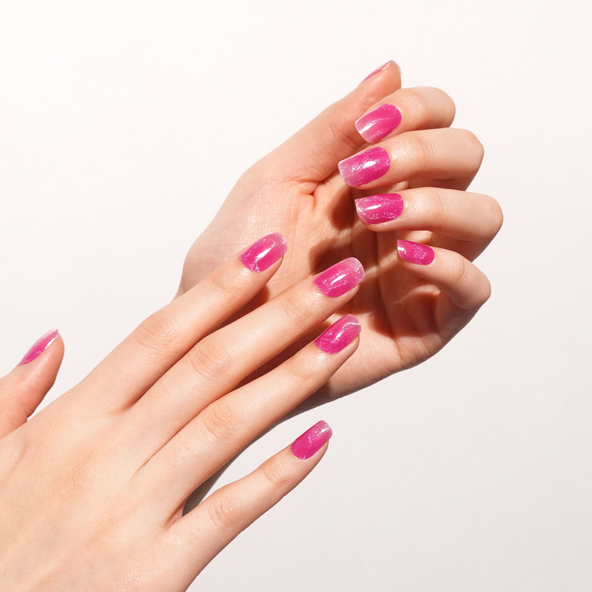Soft Pink Wave Gel Nail Strips with Glossy Ripple Shine | Pink Ripple-2905