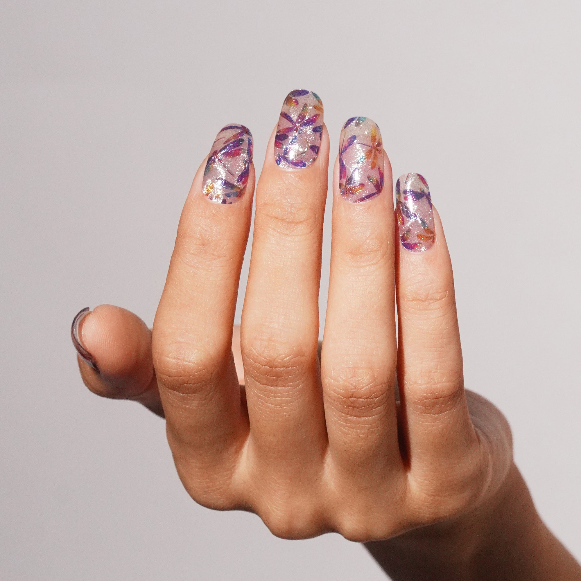Iridescent Fairy Blue Gel Nail Strips with Dragonfly Shimmer Glow | Dragonfly Dream-2904