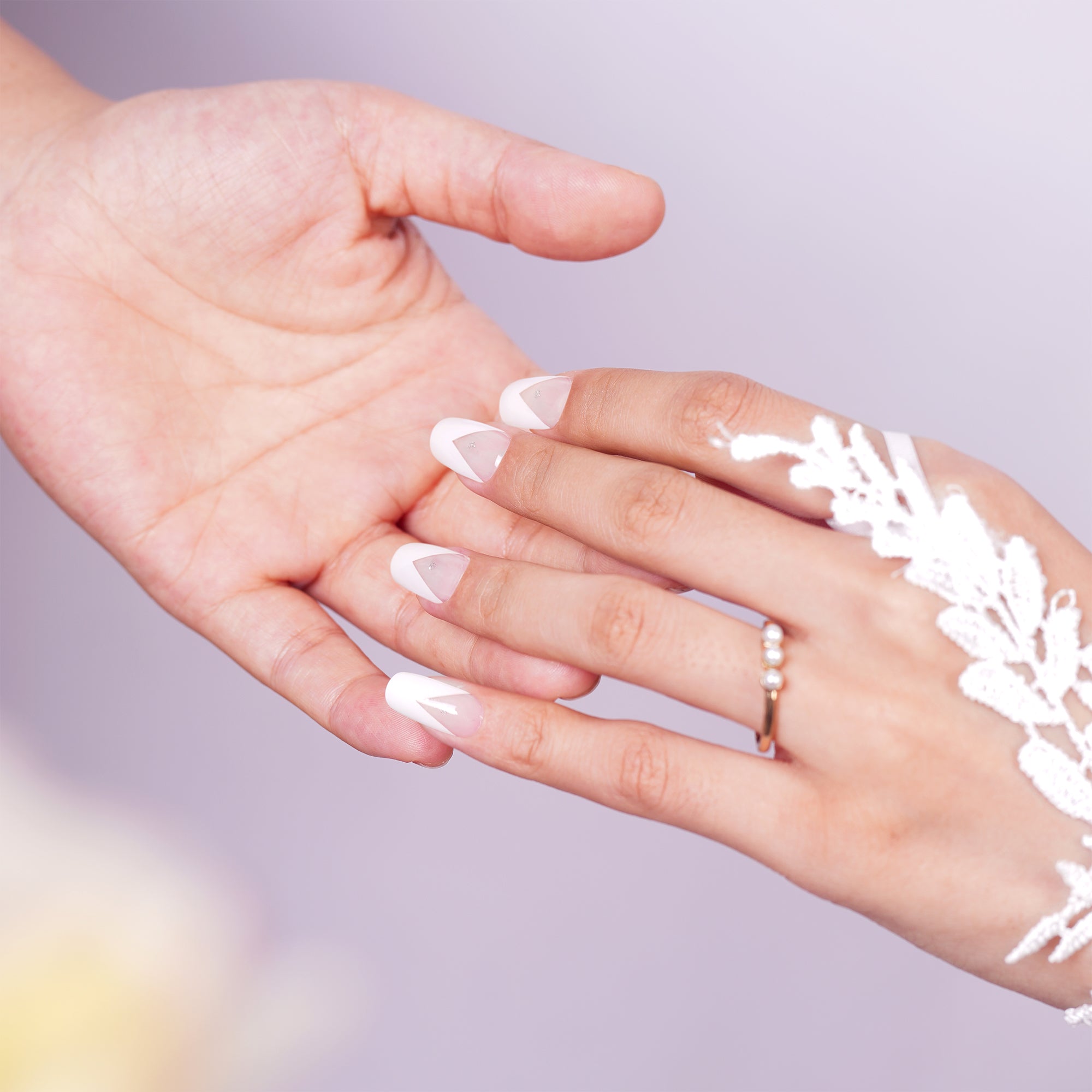 Classic French White Gel Nail Strips with Clean Bridal Gloss Finish | Crisp Vow-2927