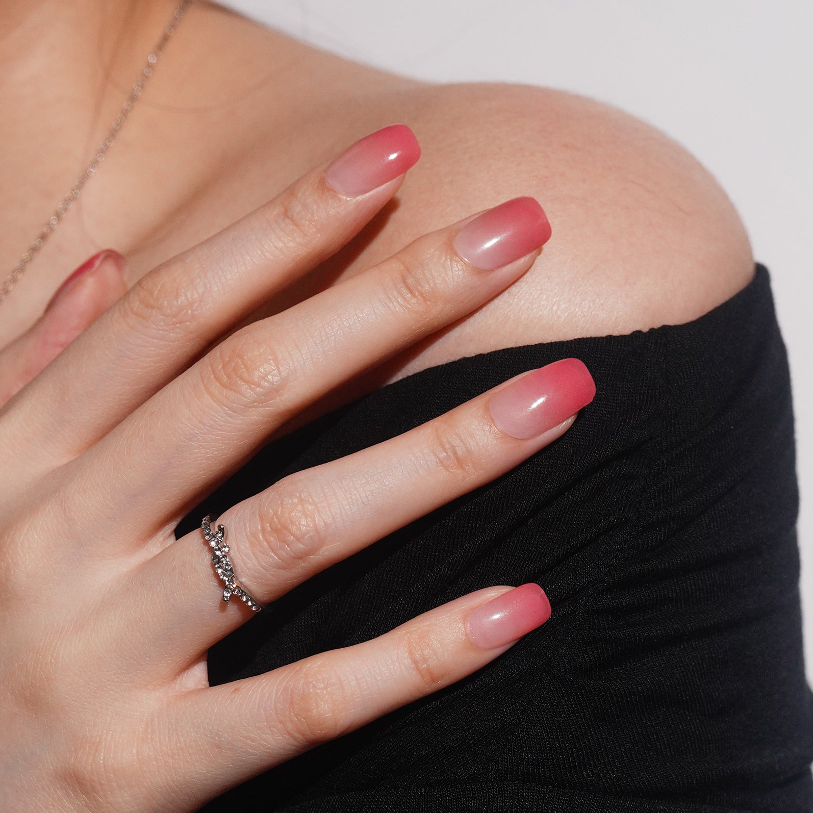 Soft Milky Pink Gel Nail Strips with Glossy Clean Girl Finish | Milky Blush-2914