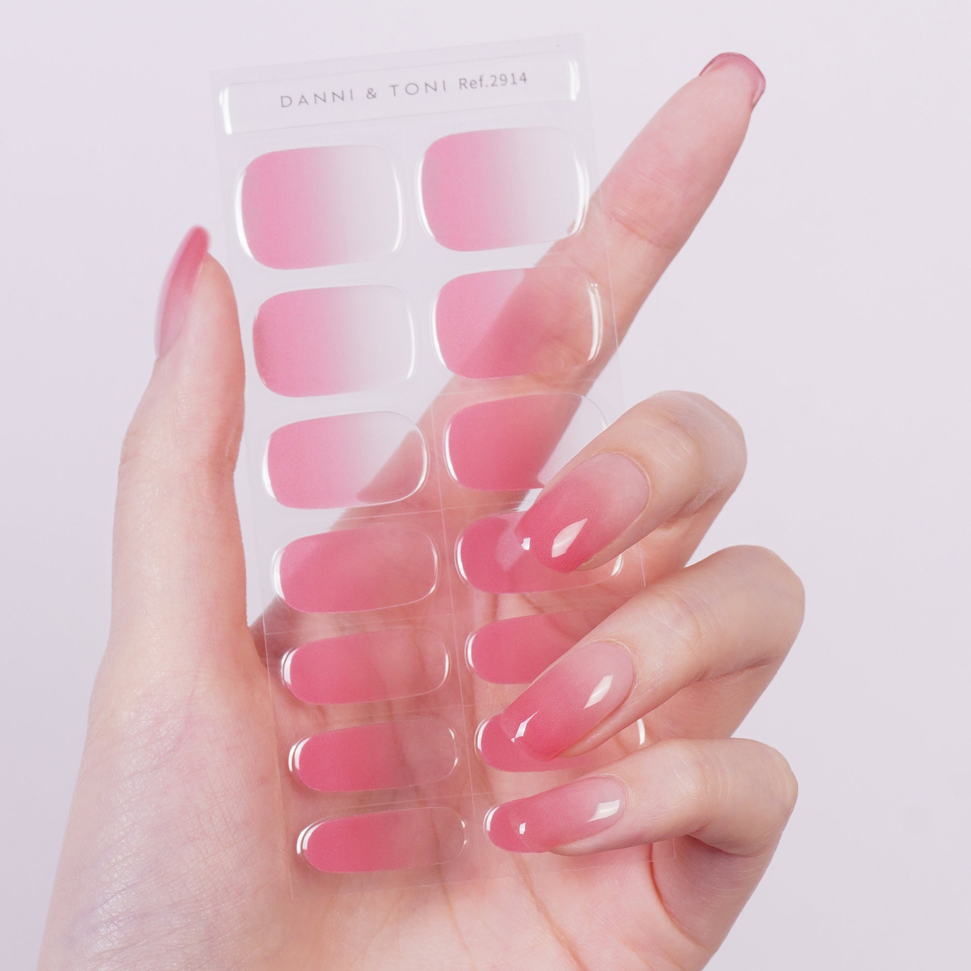 Soft Milky Pink Gel Nail Strips with Glossy Clean Girl Finish | Milky Blush-2914