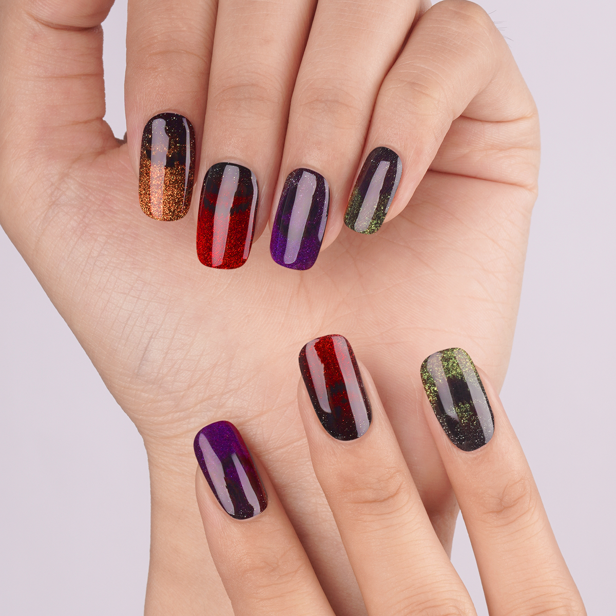 Creepy Multi-Color Halloween Semi-Cured Gel Nail Strips | Spooky Night - 2603