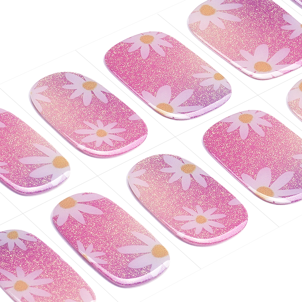 Pearly Iridescent Gel Nail Strips with a Fresh, Floral Touch | Aurora Bloom-2866
