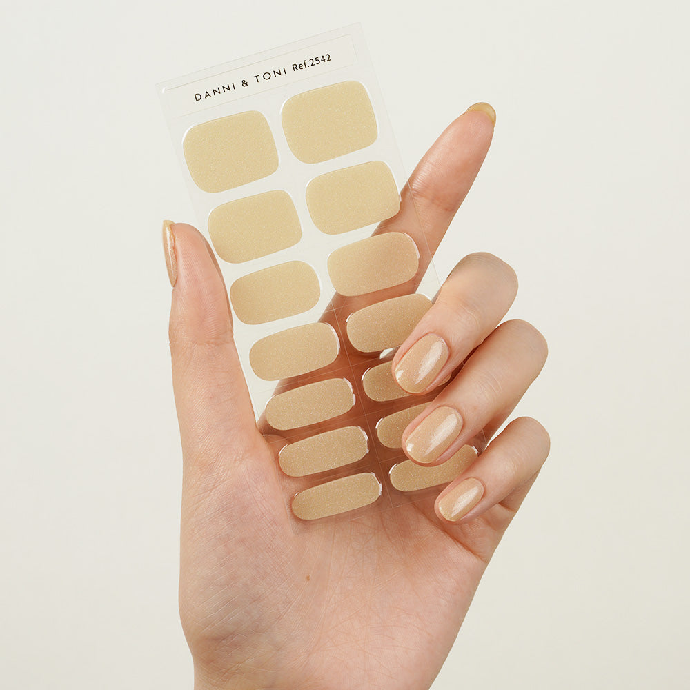 Champagne Sparkle Semi-Cured Gel Nail Strips | Serene Sunset - 2542
