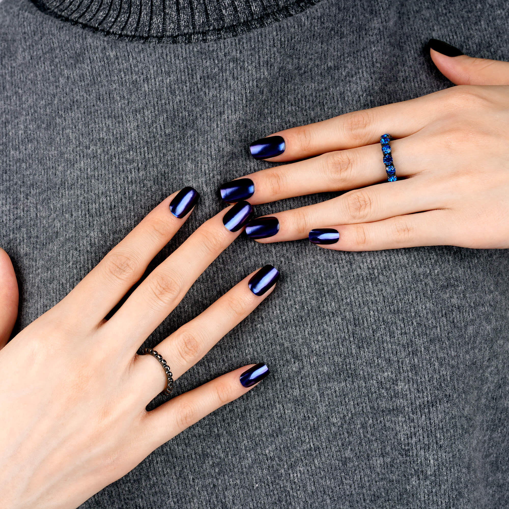 Electric Blue Shine Semi-Cured Gel Nail Strips | Klein Flash-2796