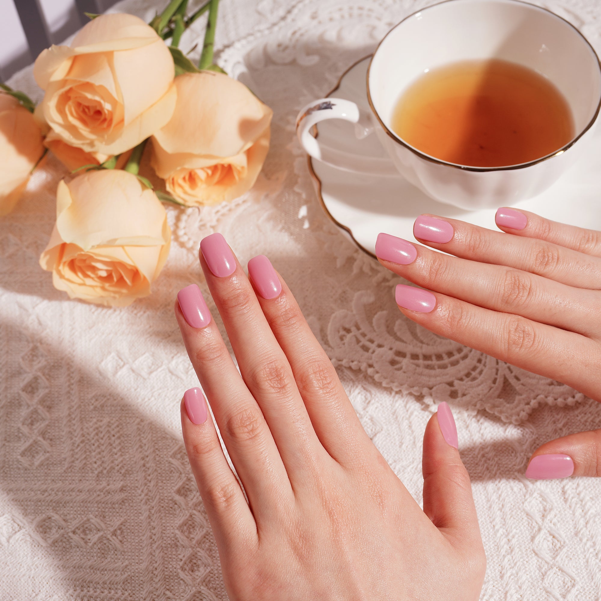 Soft Rose Gel Nail Design with Timeless, Romantic Elegance | Rose Reverie-2888