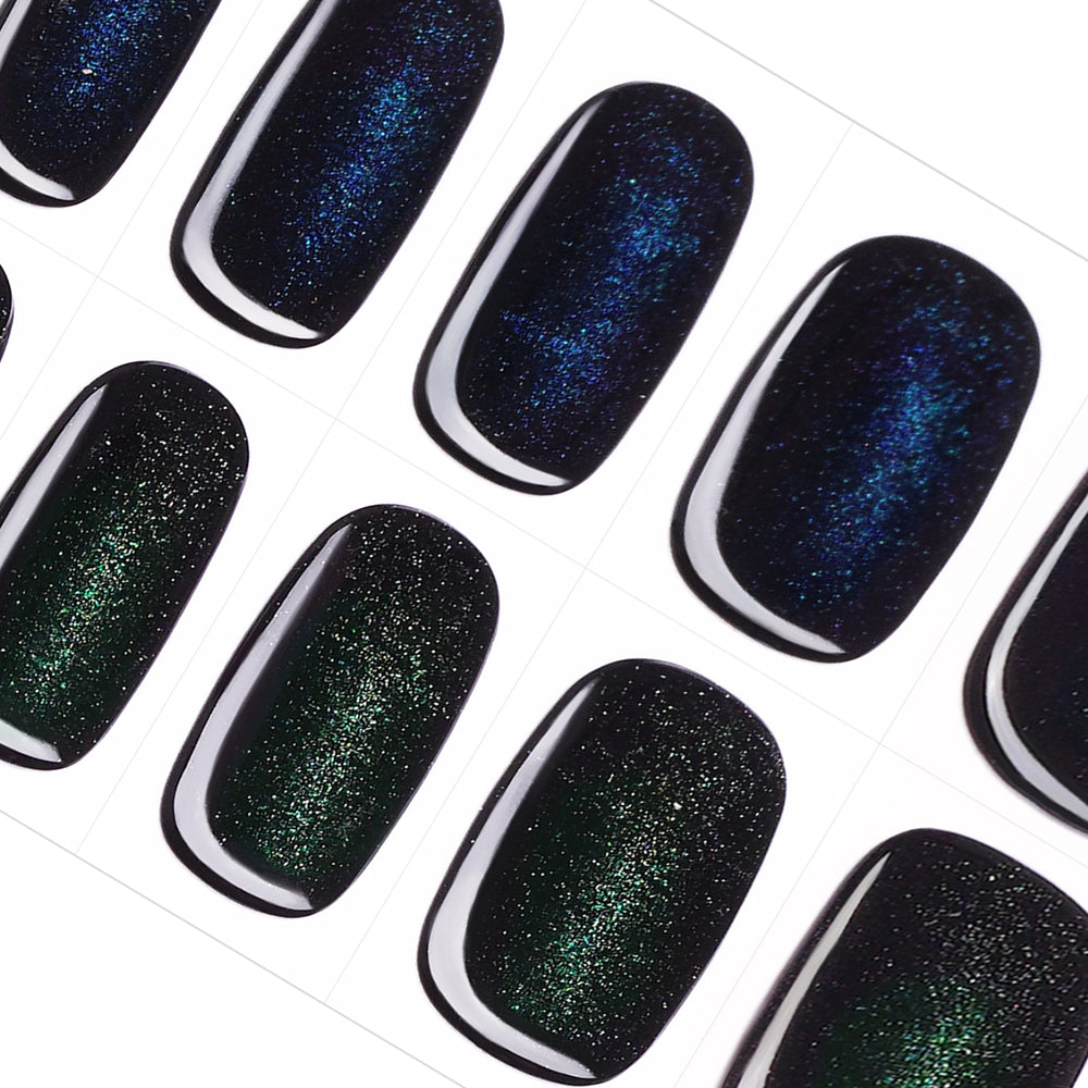 Galactic Glow Magnetic Semi Cured Gel Nail Strips | Oceanic Panther - 3588