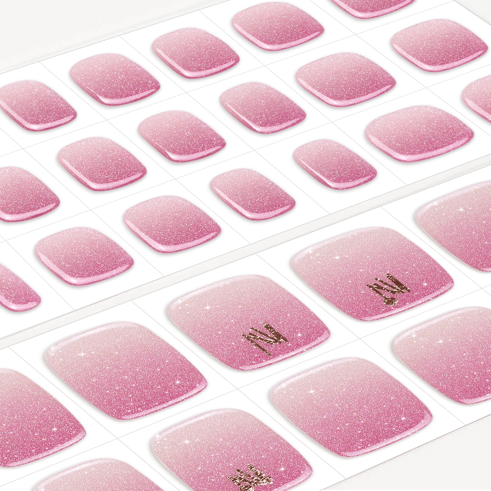 Sweet Barbie Pink Ombre Burgundy Summer Pedicure Gel Nail Sticker | Burgundy Bliss -3621| Danni & Toni 