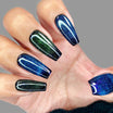 Blue and green cat eye nail, Aurora semi cured gel nail wraps | Oceanic Panther|Danni & Toni