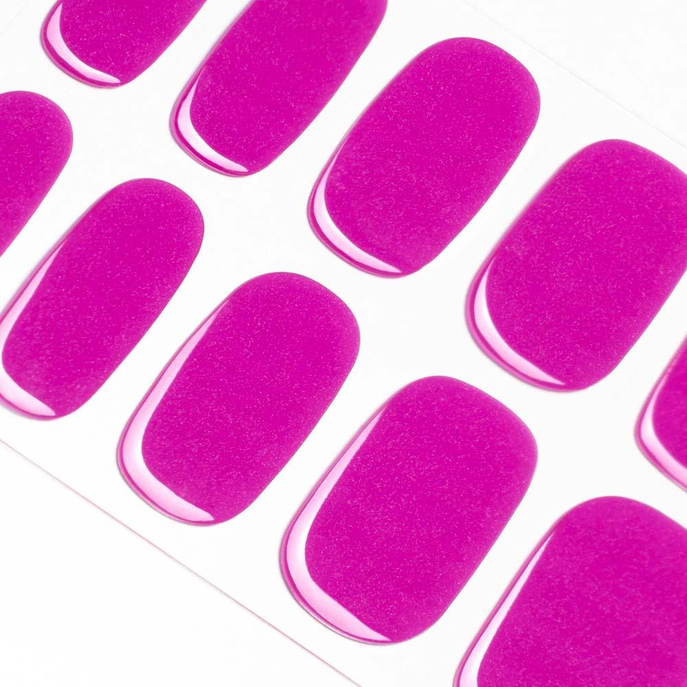 Bold & Bright Deep Solid Pink Semi Cured Gel Nail Strips | Pop of Purple | Danni & Toni