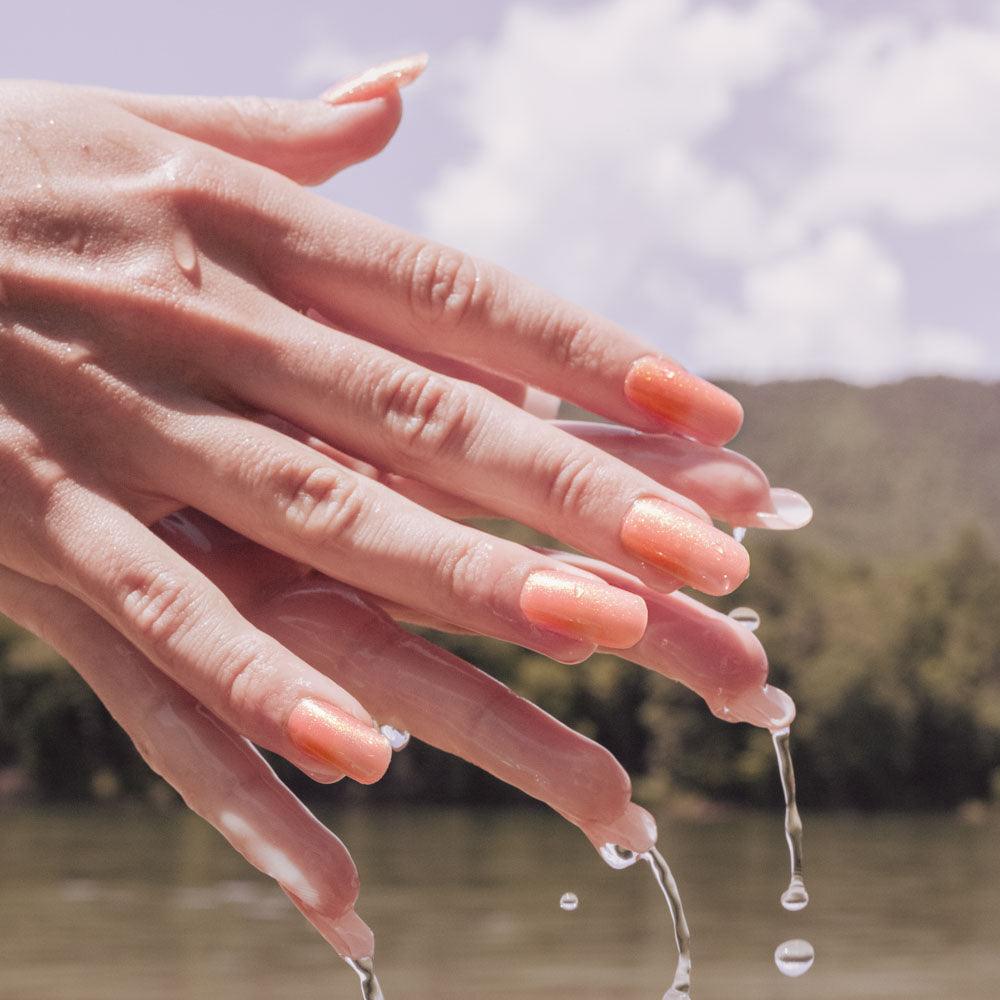 Soft Rosy Pink Glitter Gel Nail Strips, wraps, stickers | Rosy Glow | Danni & Toni