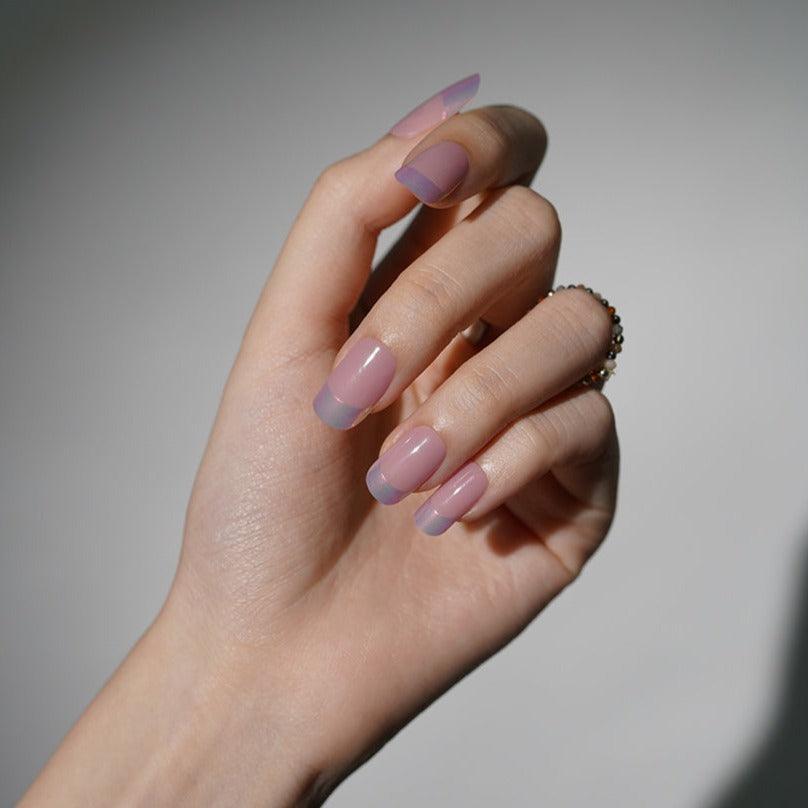 Glazed Donut semi cured gel nail, Pink French Tip Nail Strips | Stand Out | Danni & Toni