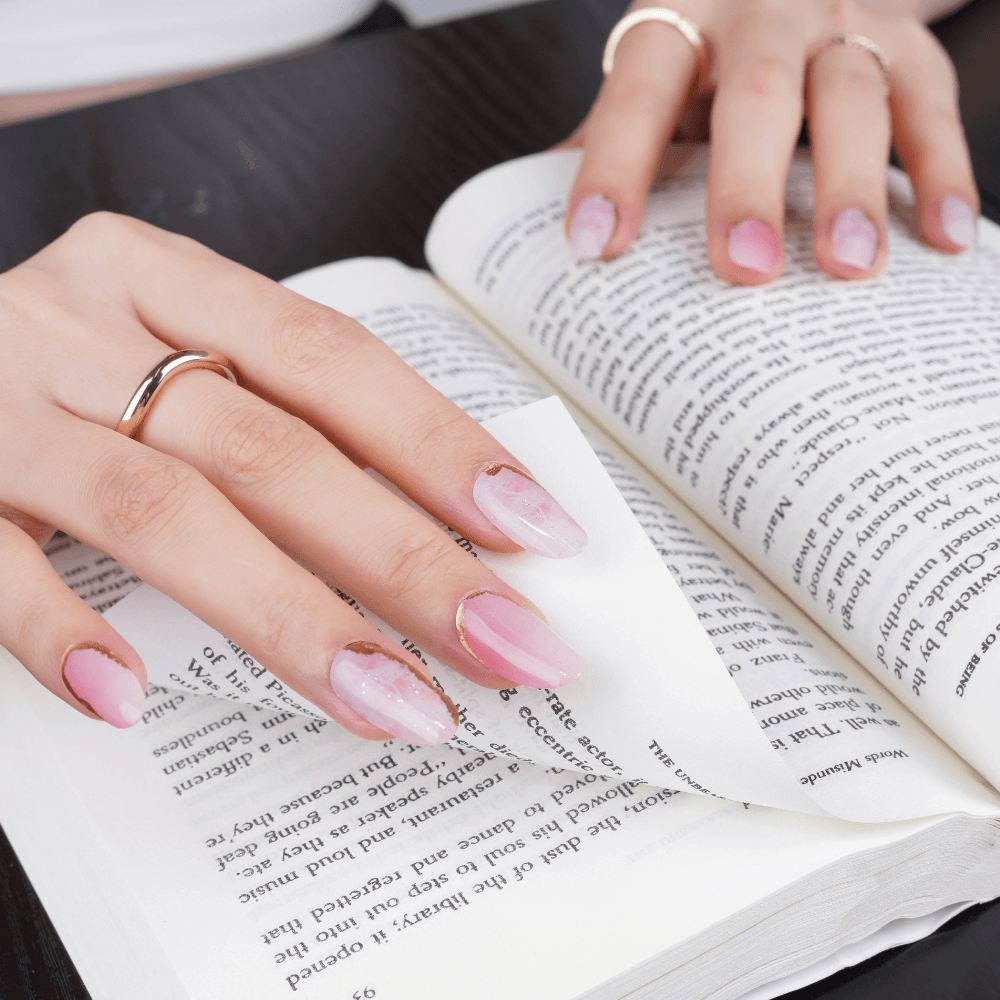 Pink Purple Ombre Glitter Marble Gel Nail Stickers | Sunset Love | Danni & Toni