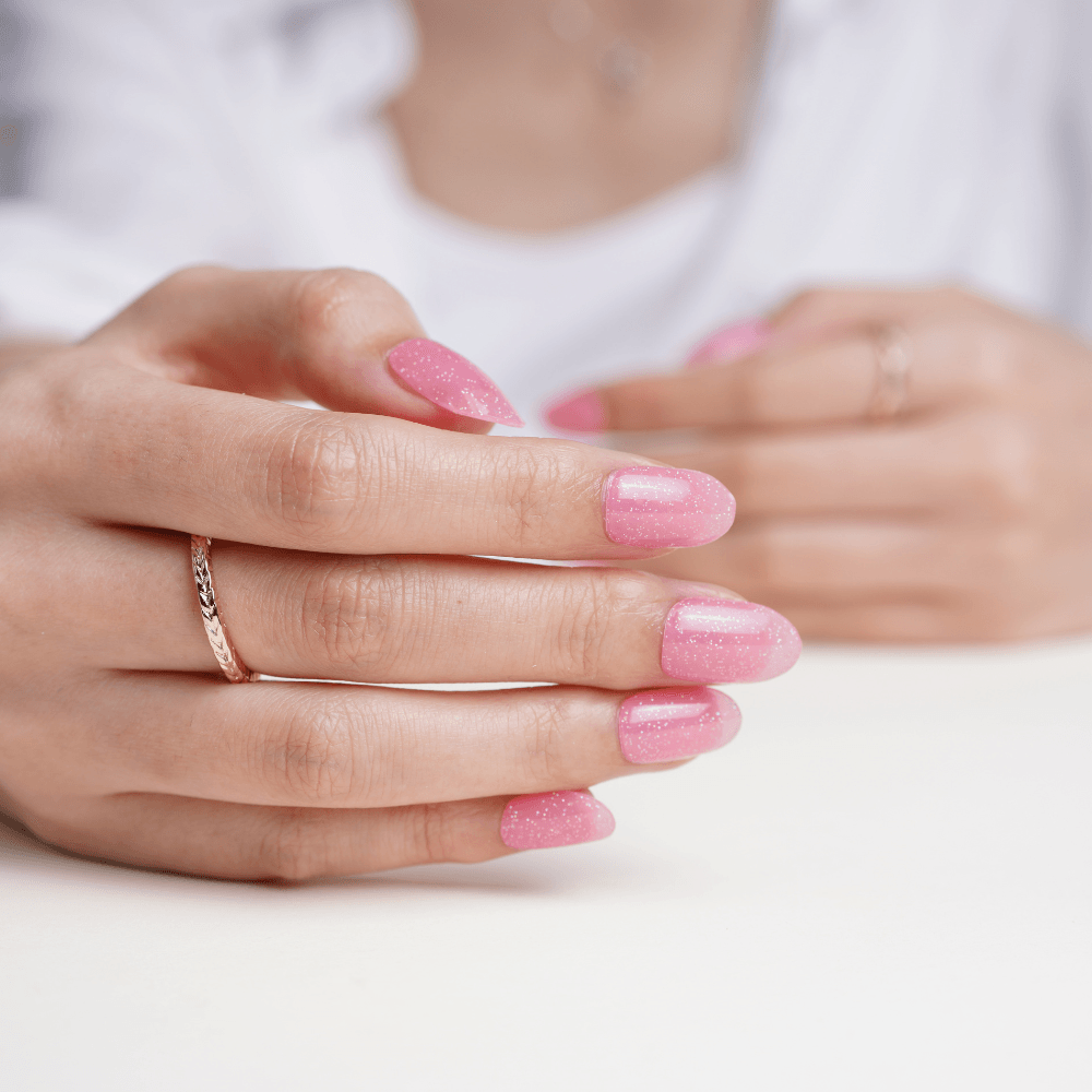 Glitter Pink Shimmer Gel Nail Strips | Glittering Sands | Danni & Toni
