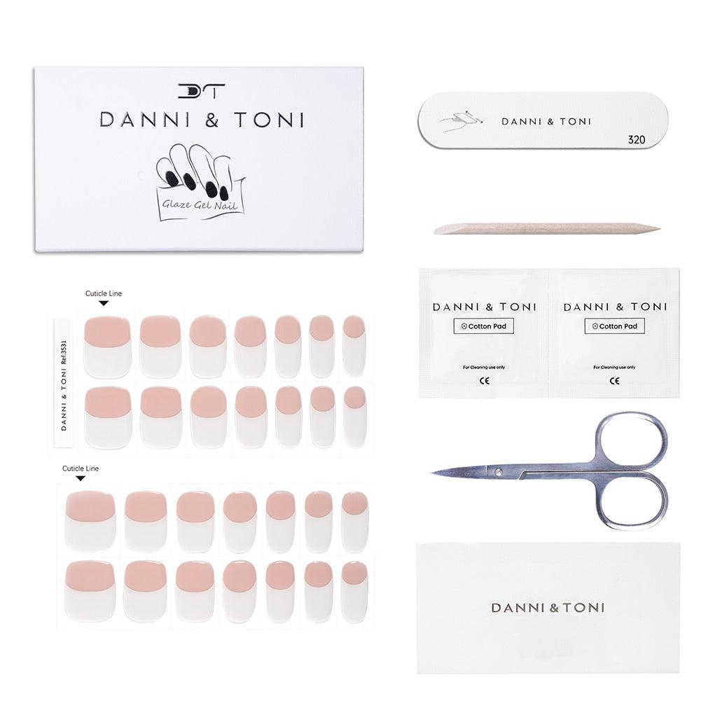 Classic White French Tip Semi Cured Gel Nail Strips| Happy-Go-Lucky | Danni & Toni