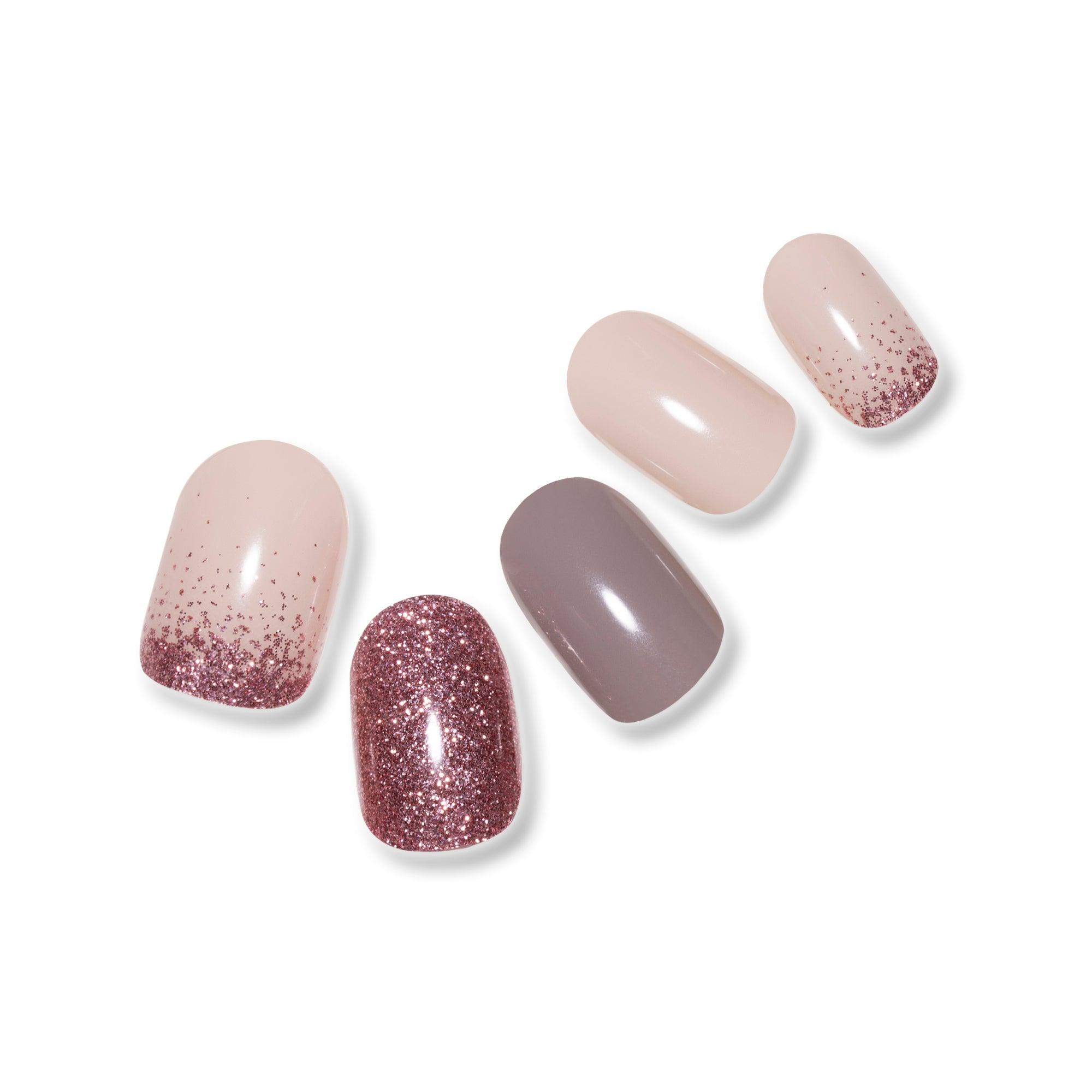 Red & Champagne Pink with Glitter Wedding Gel Nail Strips | Young & Beautiful | Danni & Toni