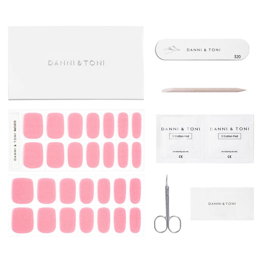 Glitter Pink Shimmer Gel Nail Strips | Glittering Sands | Danni & Toni