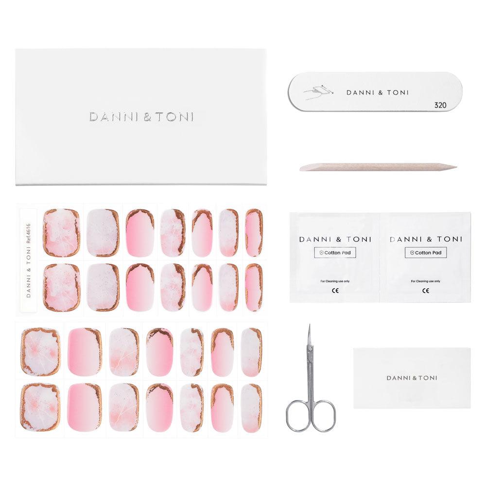 Pink Purple Ombre Glitter Marble Gel Nail Stickers | Sunset Love | Danni & Toni