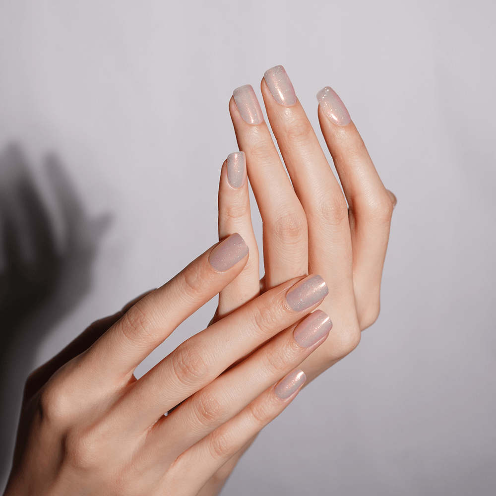 Sparkling Sheer Pink Semi-Cured Gel Nail Strips | Fairy Dust-2807