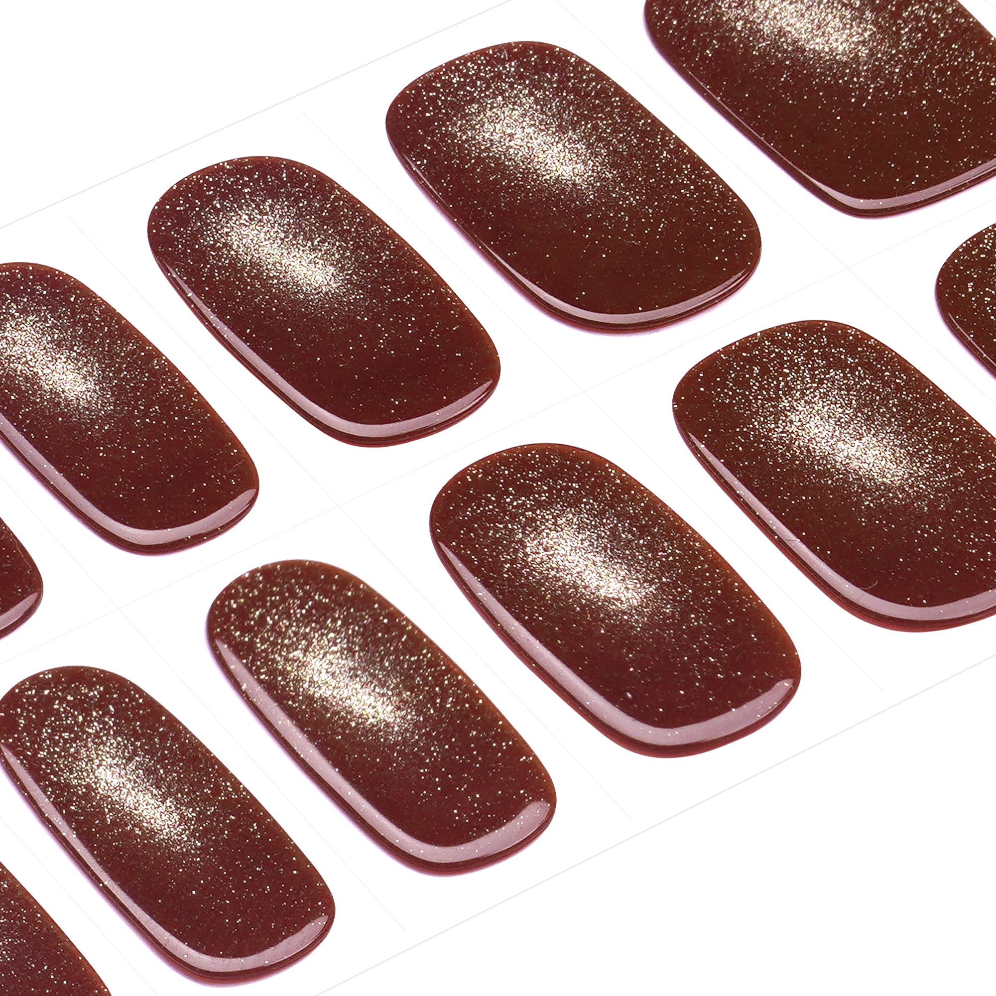 Warm Golden Brown Gel Nail Strips with a Luminous Shine | Honey Glaze-2845