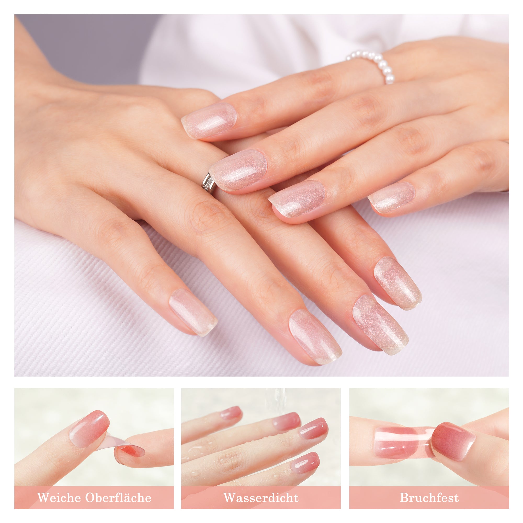 Iridescent Shimmer Semi-Cured Gel Nail Strips | Fairy Glaze - 2738