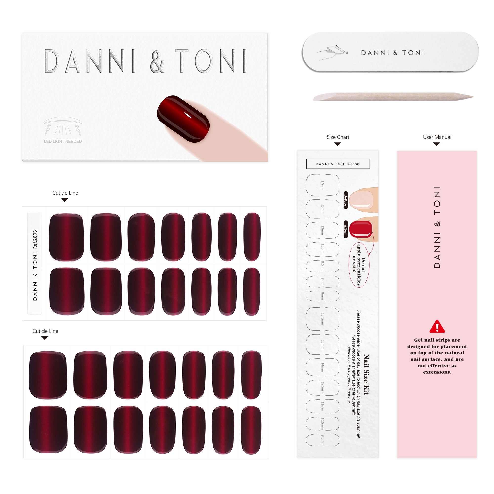 Deep Red Elegance Gel Nail Strips | Crimson Eclipse-2803
