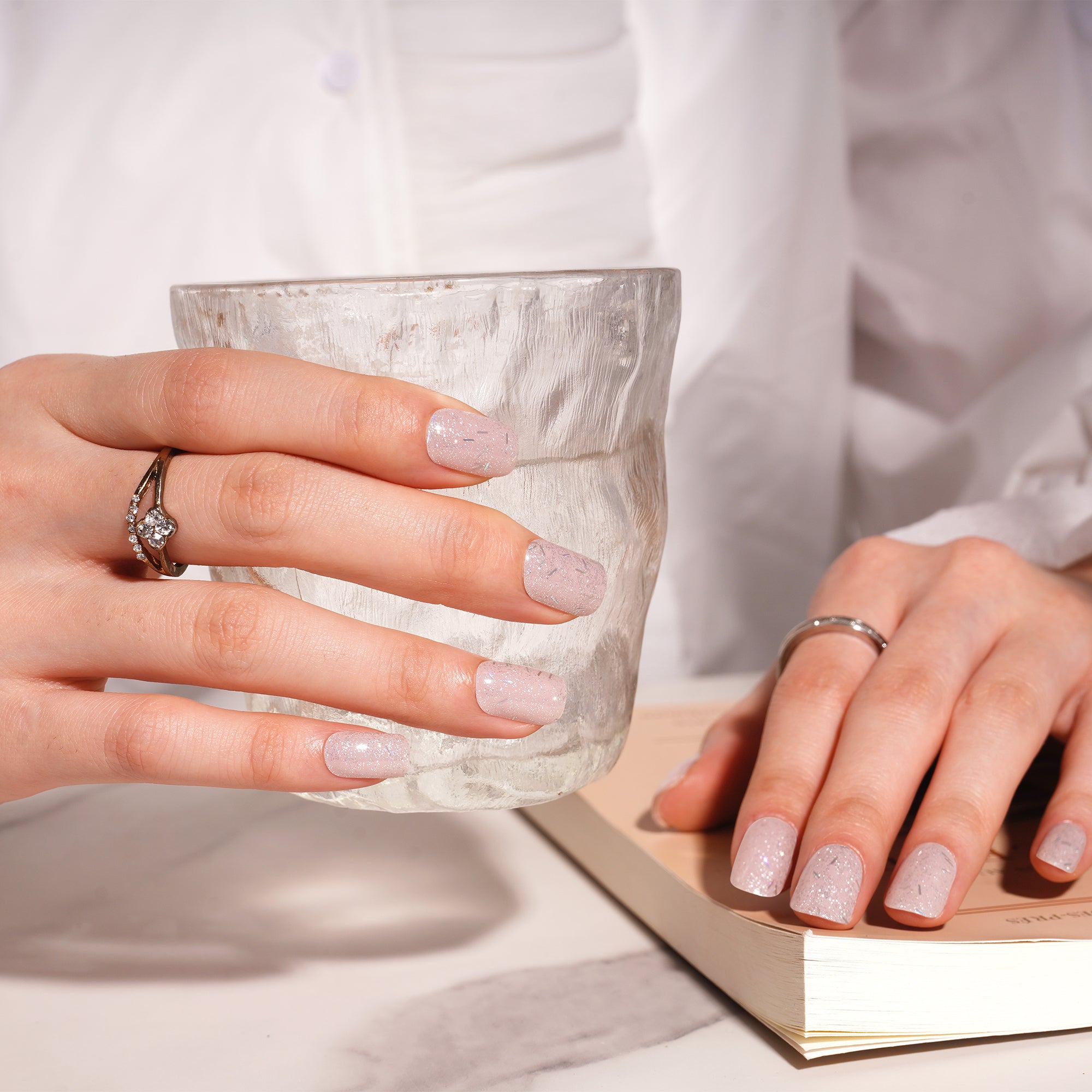 Cool-Toned Gel Nail Design with Icy, Luminous Elegance | Frosty Flare-2890