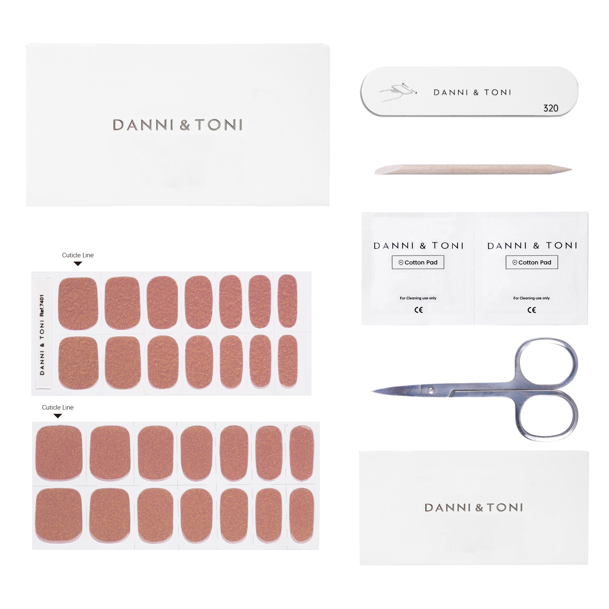 Shimmering Champagne Oval Semi Cured Gel Nail Strips | Everglow - 7401