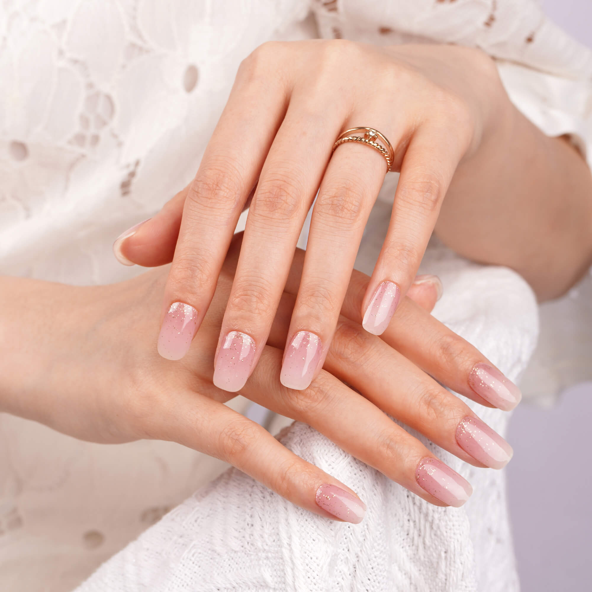 Soft Sheer Shimmer Semi-Cured Gel Nail Strips | Pale Glint - 2752