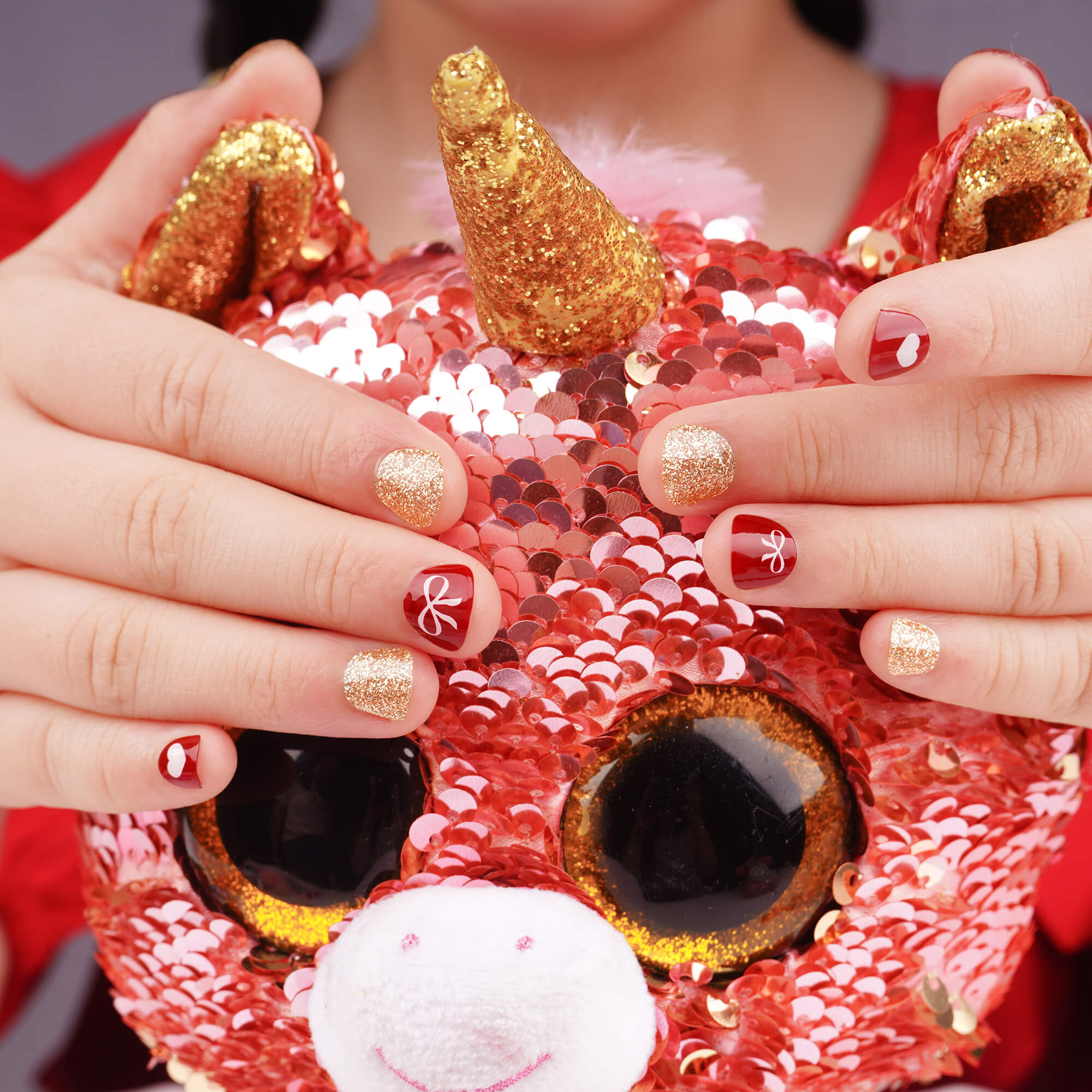 Glittery Love Kids Nail Wraps | Sparkle Hearts - 2788