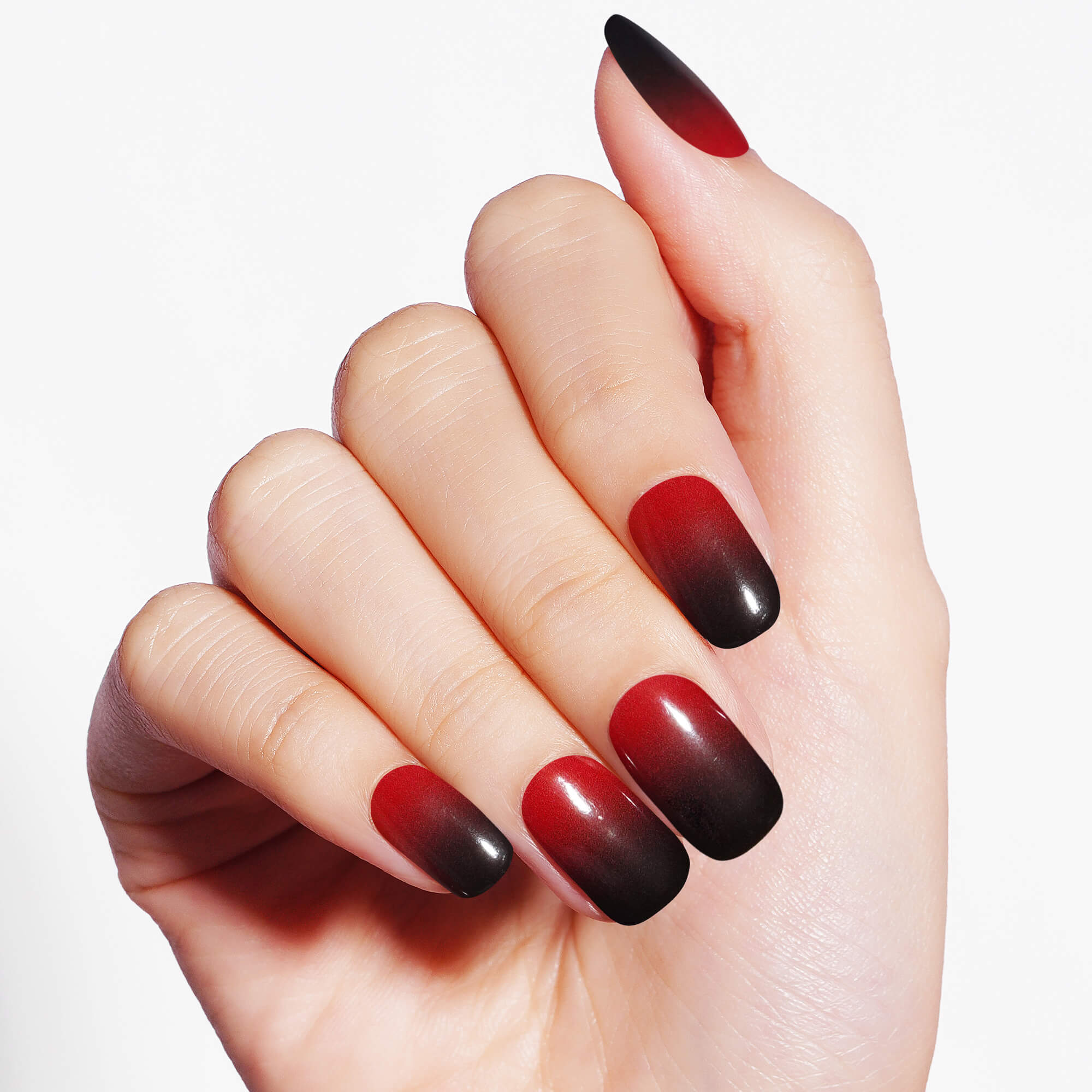 Deep Red Ombre Semi-Cured Gel Nail Strips | Blood Shadow-2804