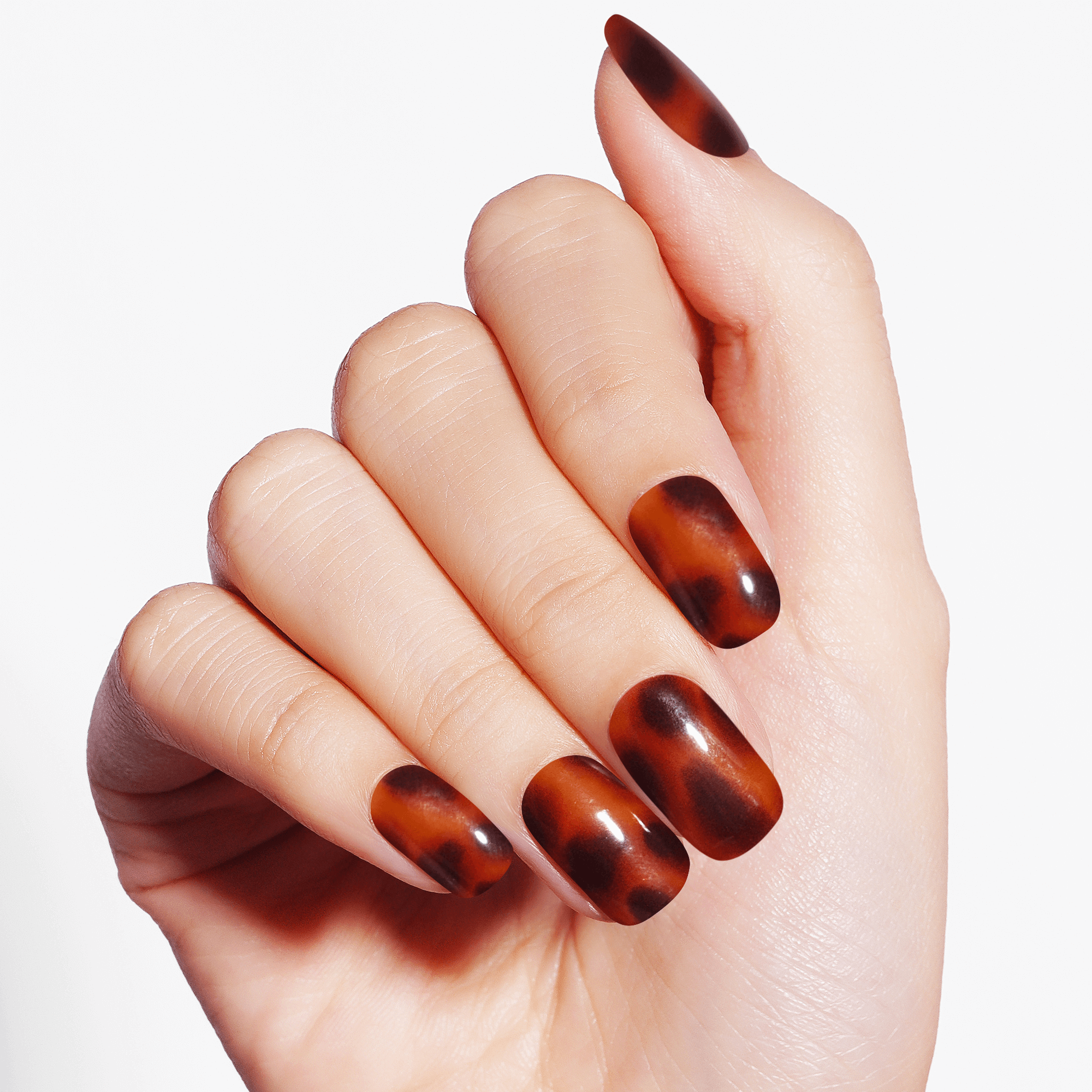 Chic Tortoiseshell Semi-Cured Gel Nail Strips | Tortoise Glow-2805