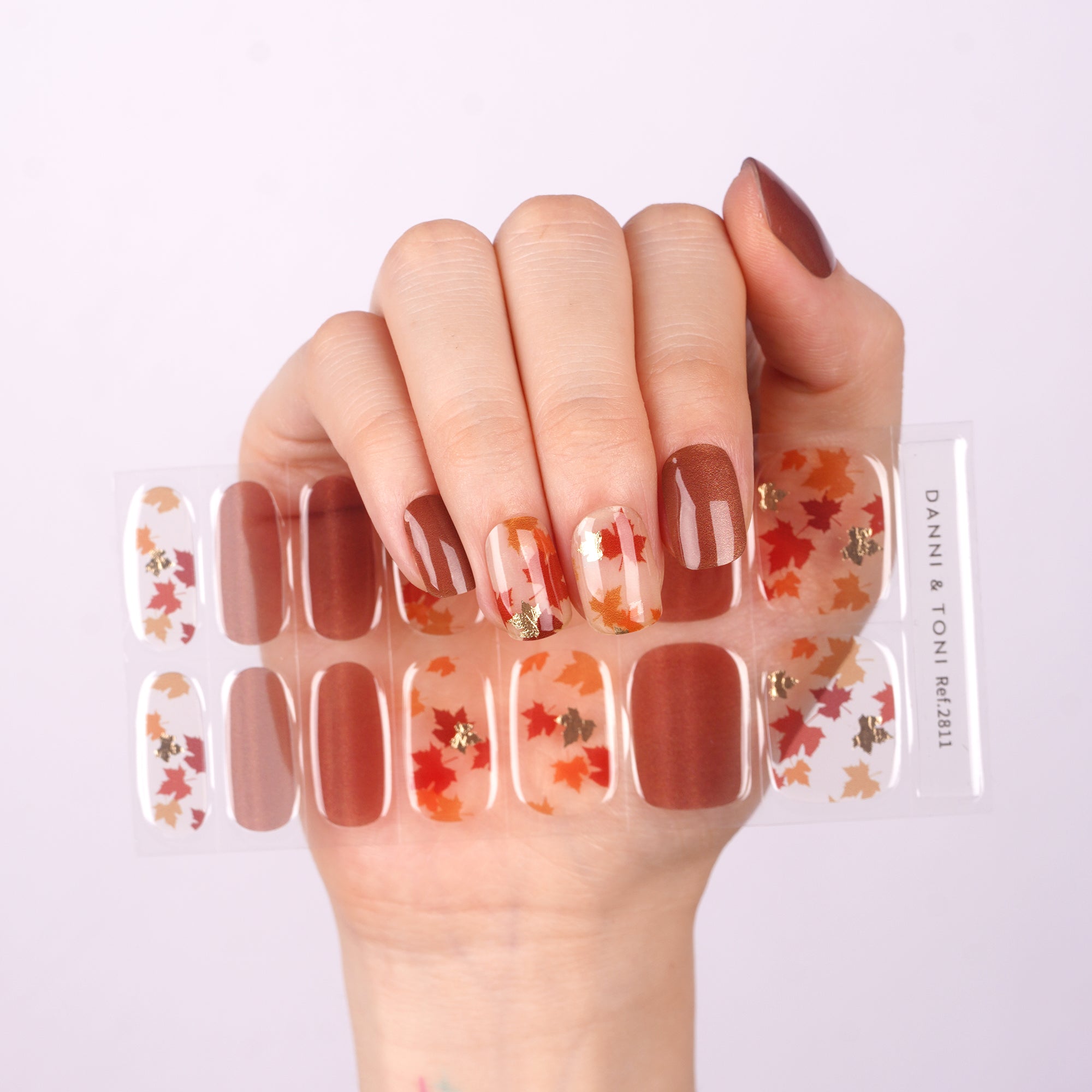 Warm Autumn Red Gel Nail Strips | Maple-2811