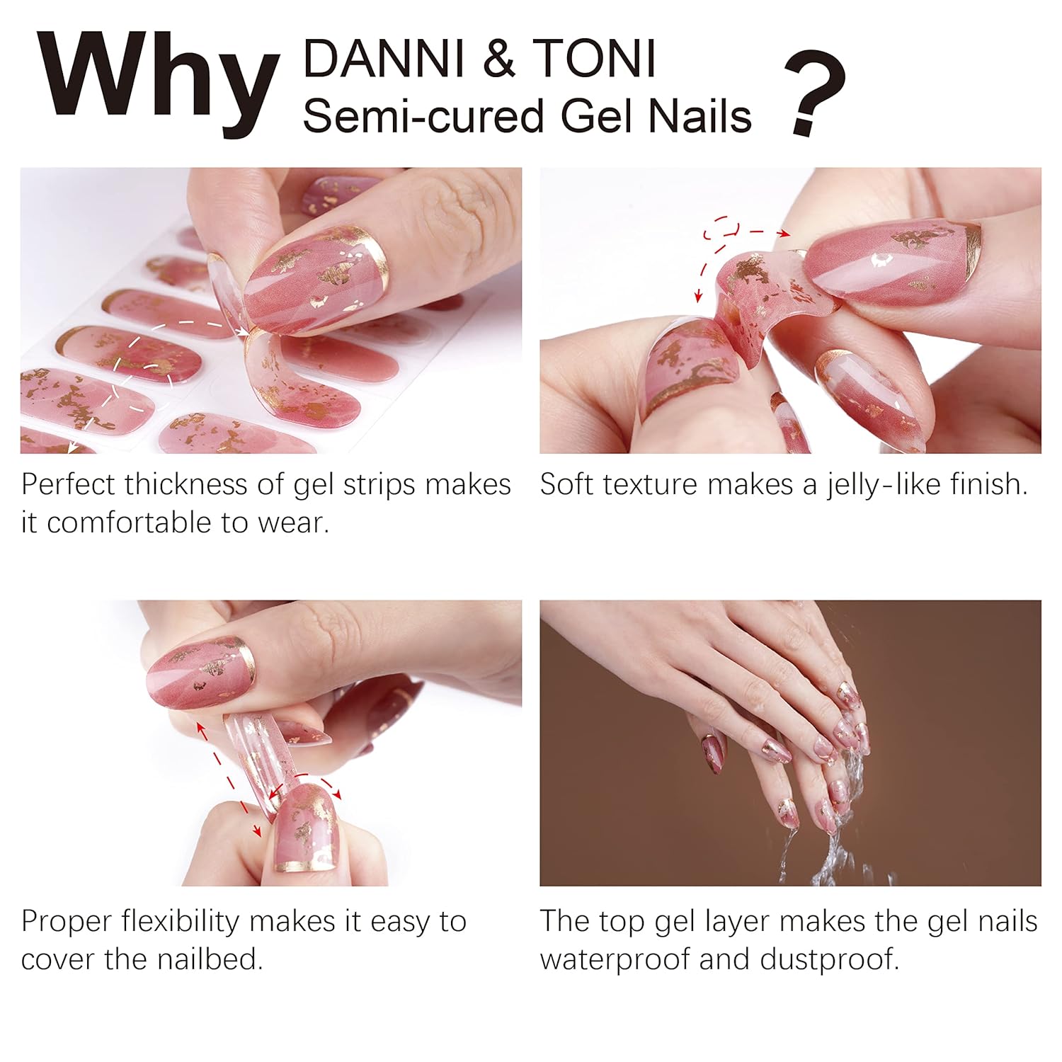 Pink & White Glitter Ombre Semi-Cured Gel Nail Strips | Cloud Halo - 2723