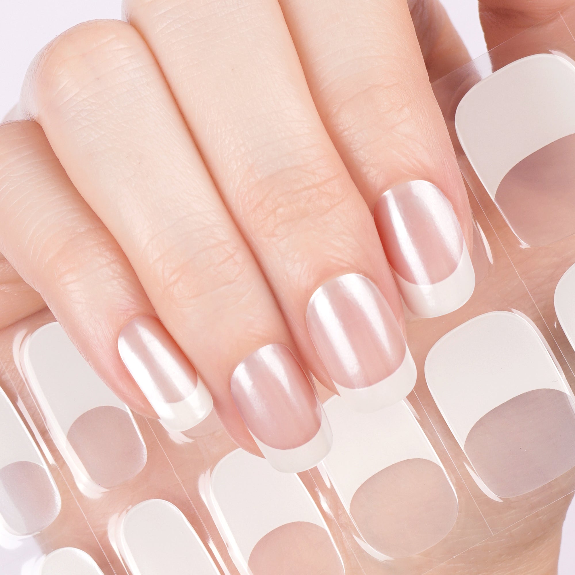 Clear Glaze Chrome French Tip Gel Nail Strips | Lily Grace - 2666